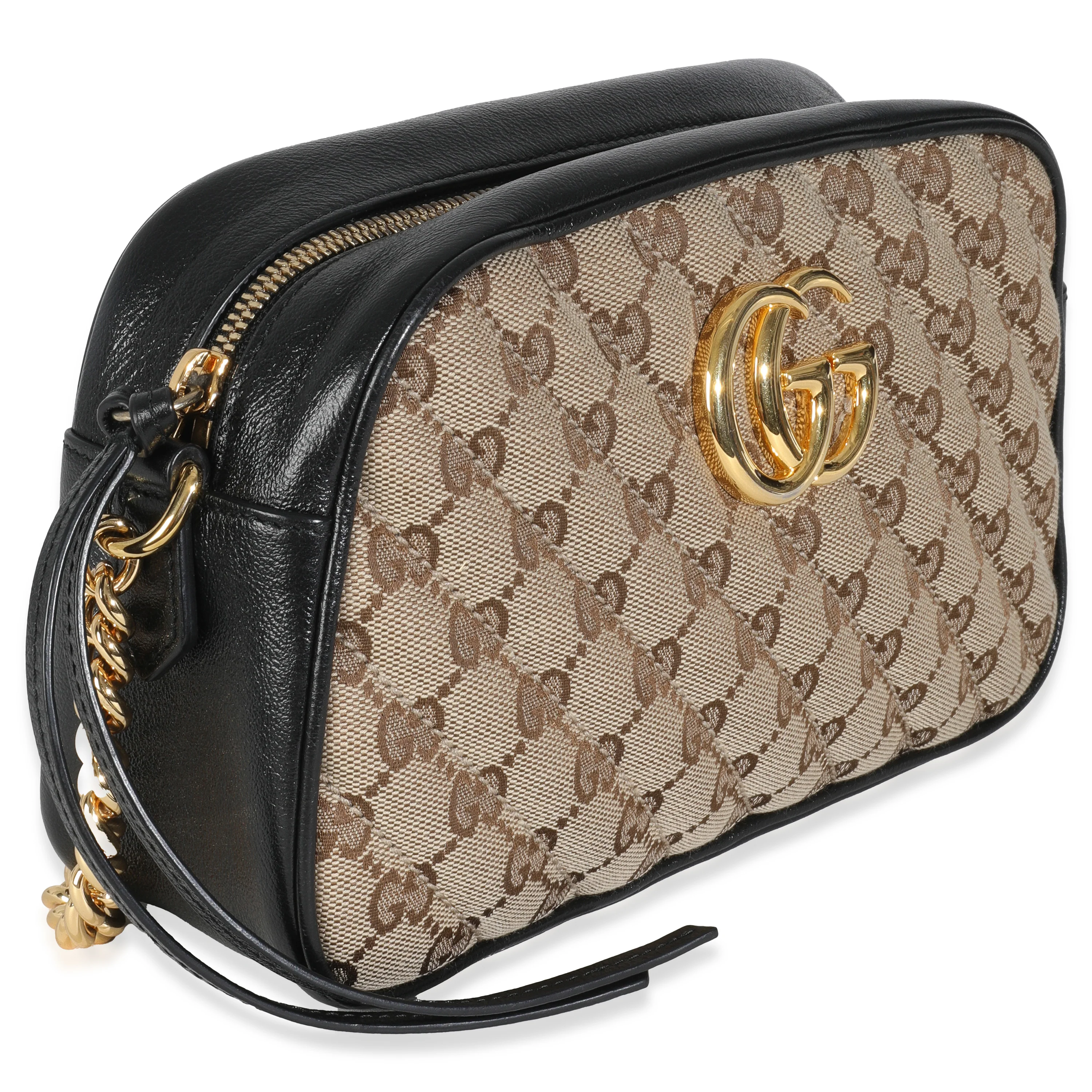 Black Beige Diagonal GG Marmont Camera Bag - Image 3