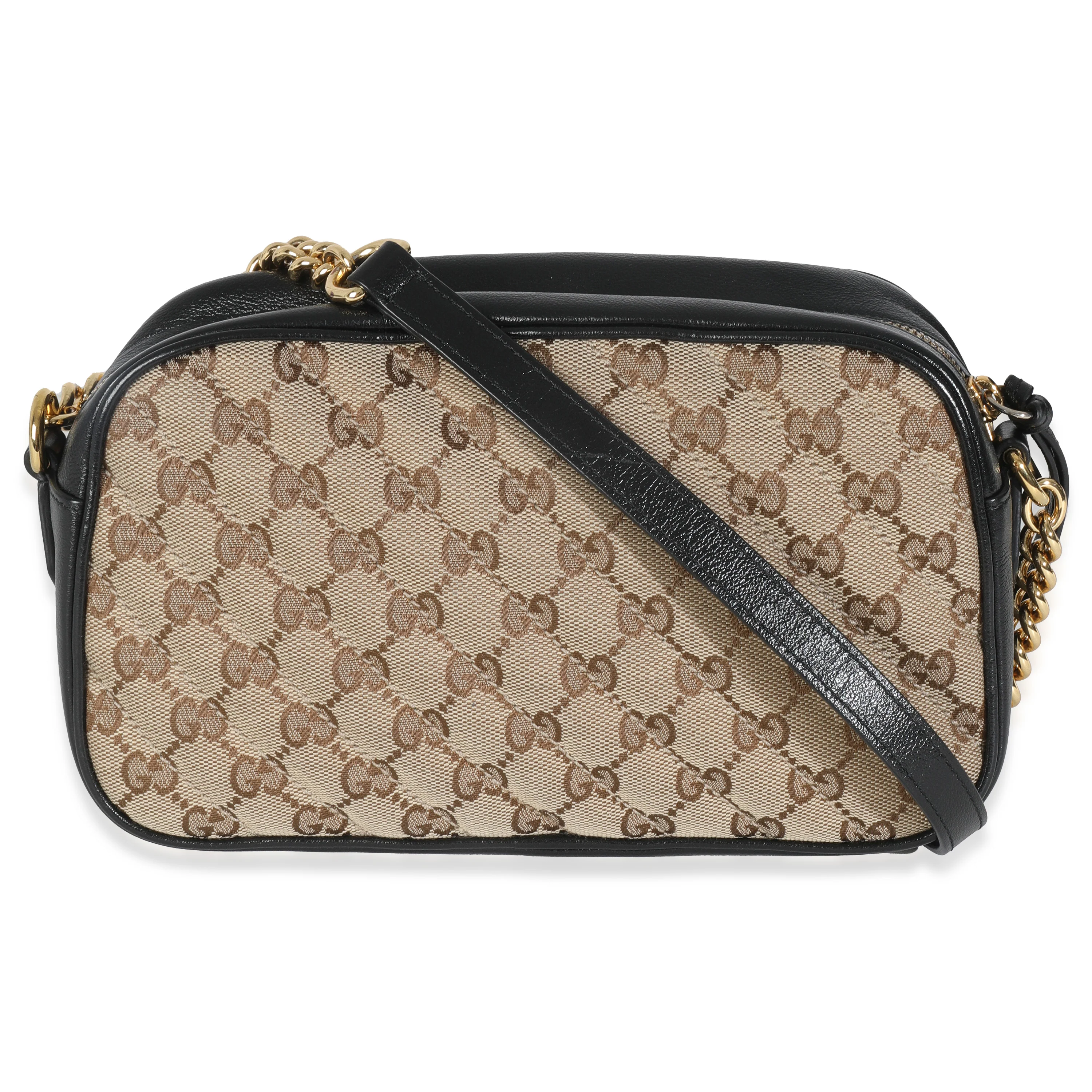 Black Beige Diagonal GG Marmont Camera Bag - Image 4
