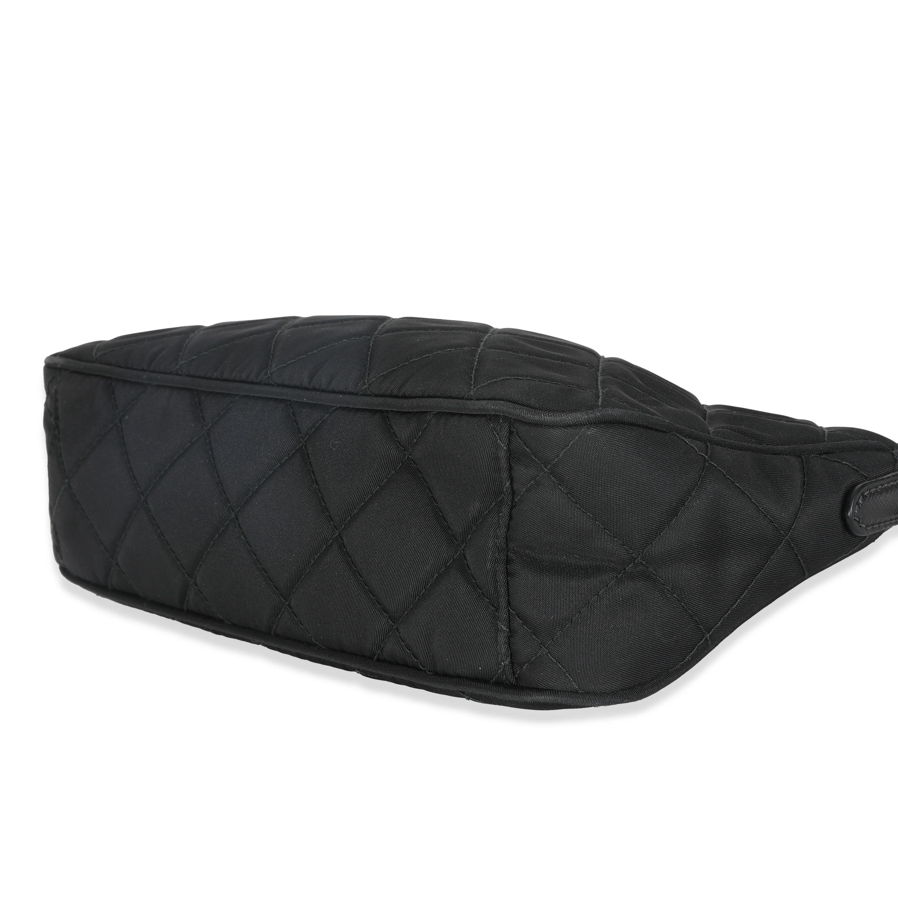 Black Tessuto Quilted Nylon Chain Bag - Image 6