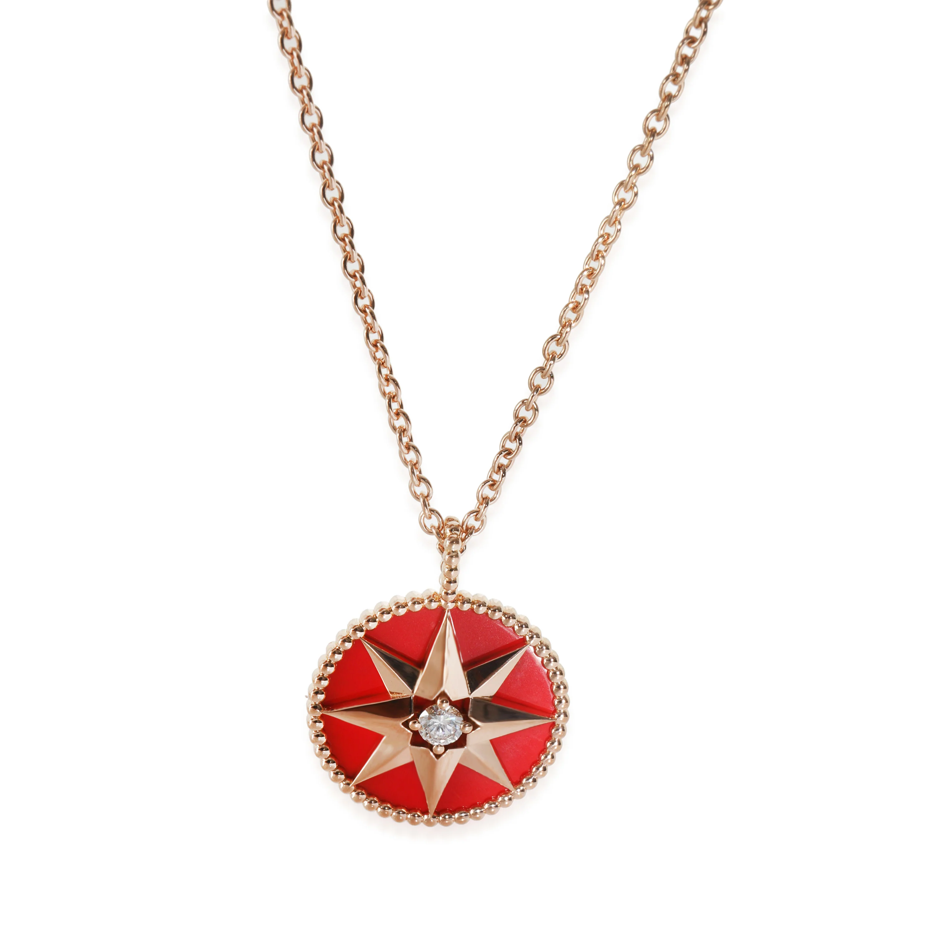 Rose Gold Diamond Medium Model Rose Des Vents Pendant