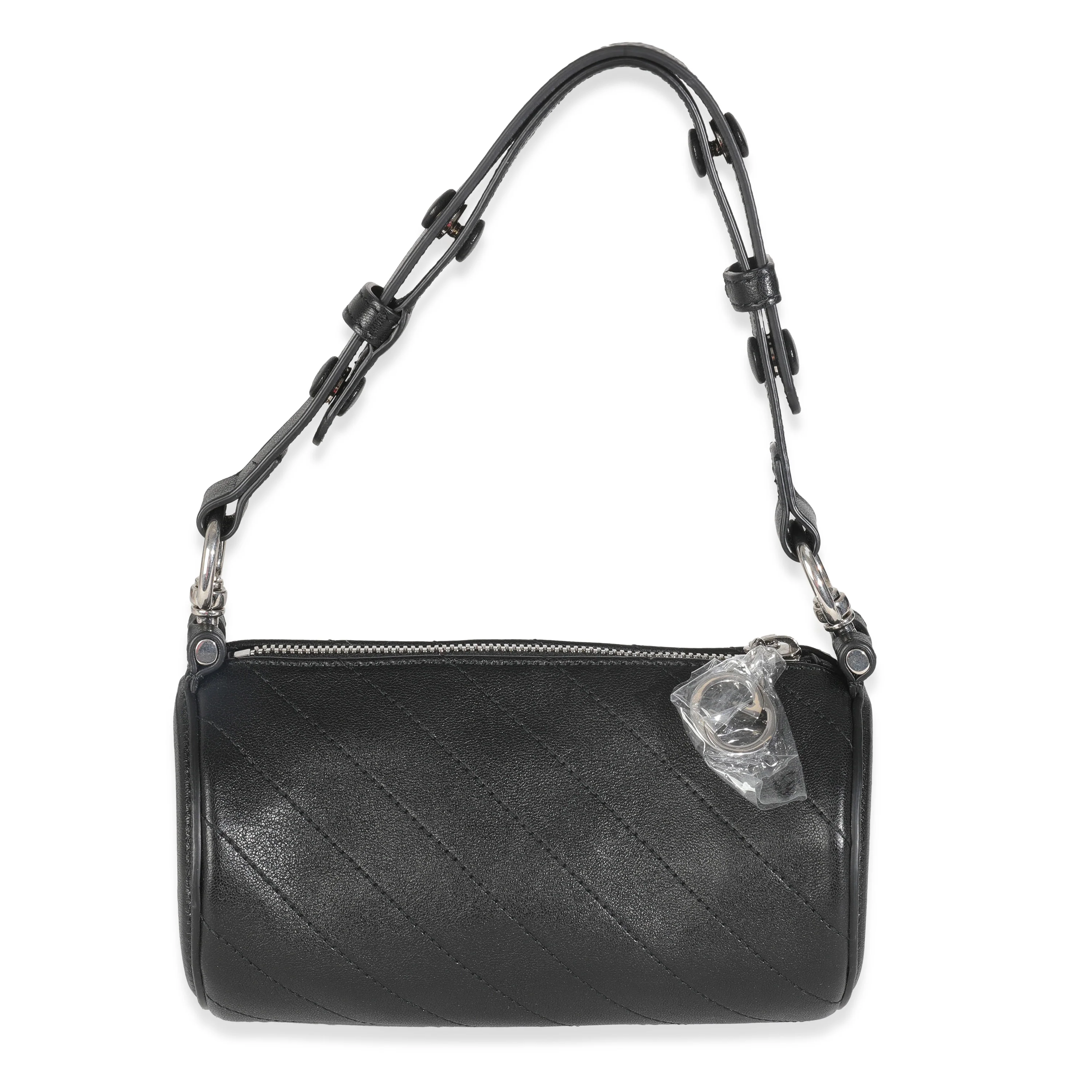 Black Diagonal Quilted Leather Mini Blondie Shoulder Bag
