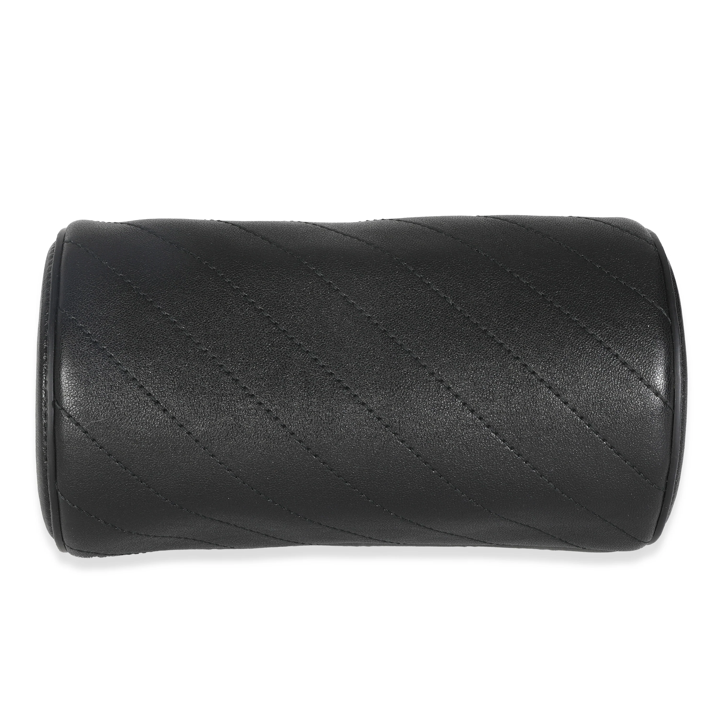Black Diagonal Quilted Leather Mini Blondie Shoulder Bag - Image 5