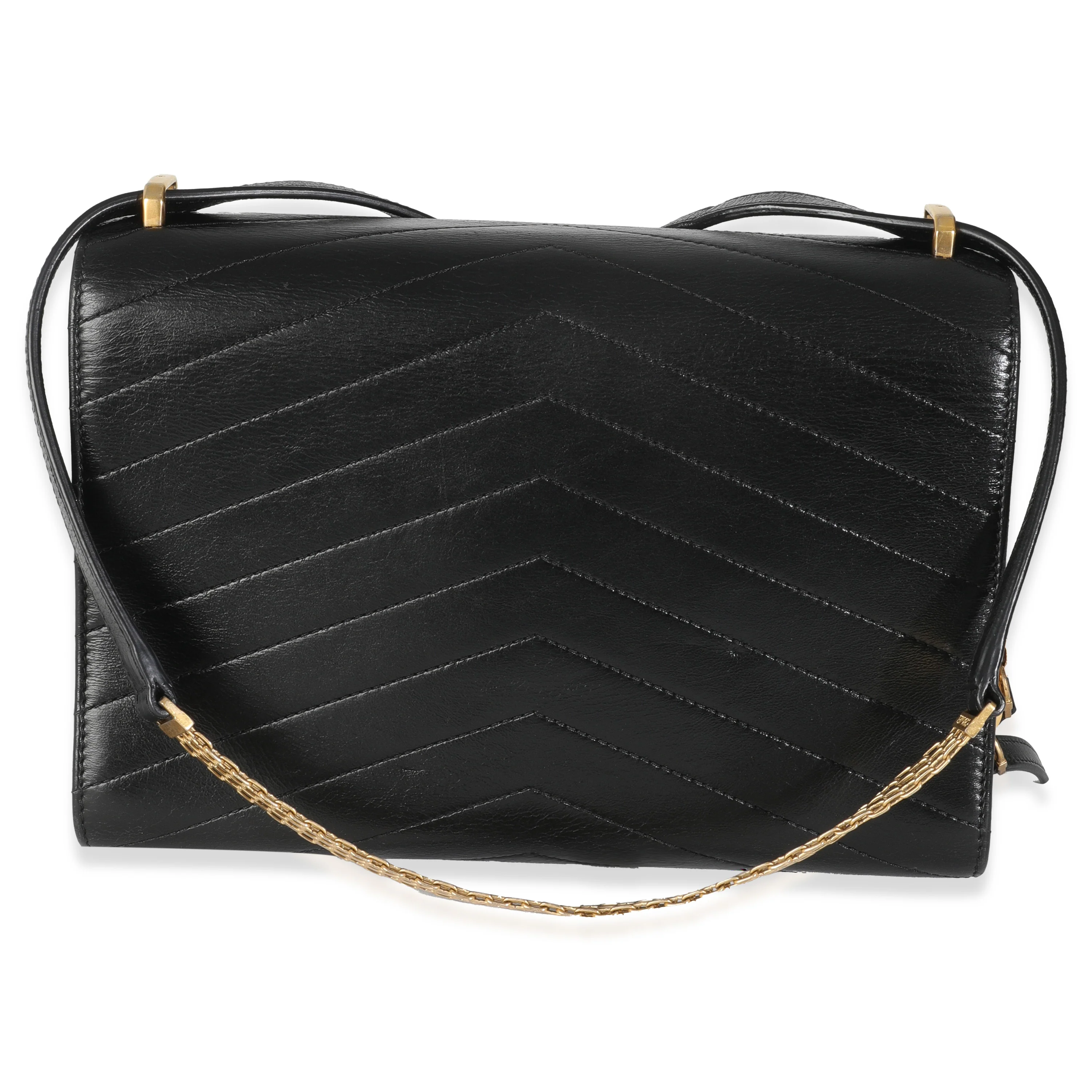 Black Chevron Quilted Calfskin Medal Flap Bag - Image 4