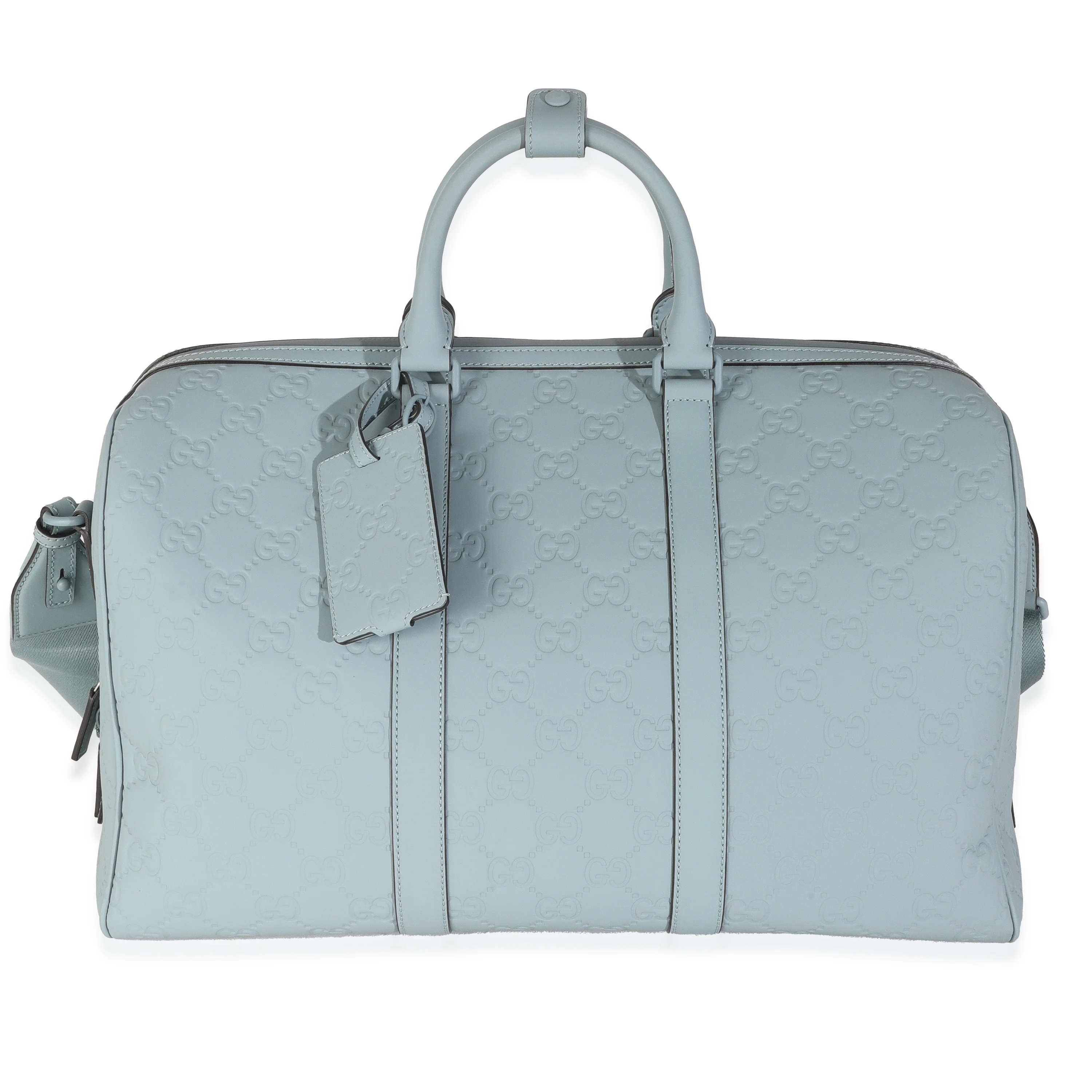Light Blue Rubber Effect GG Embossed Large Duffle Bag