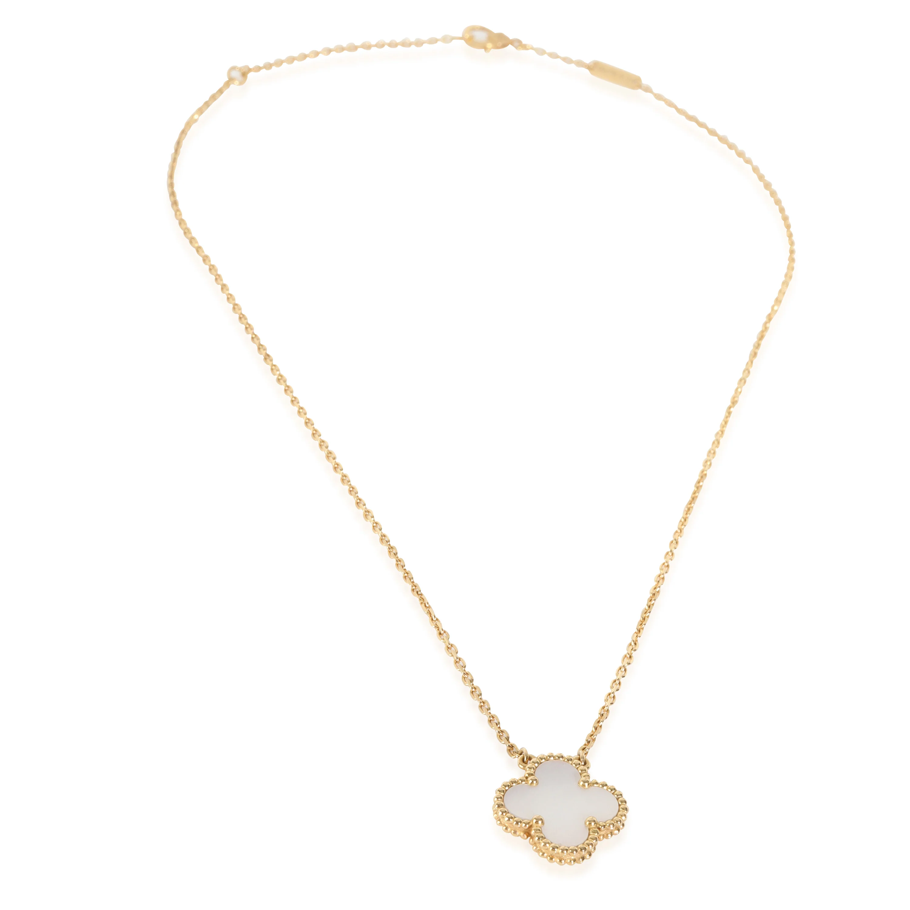 Yellow Gold Mother Of Pearl Vintage Alhambra Pendant - Image 2