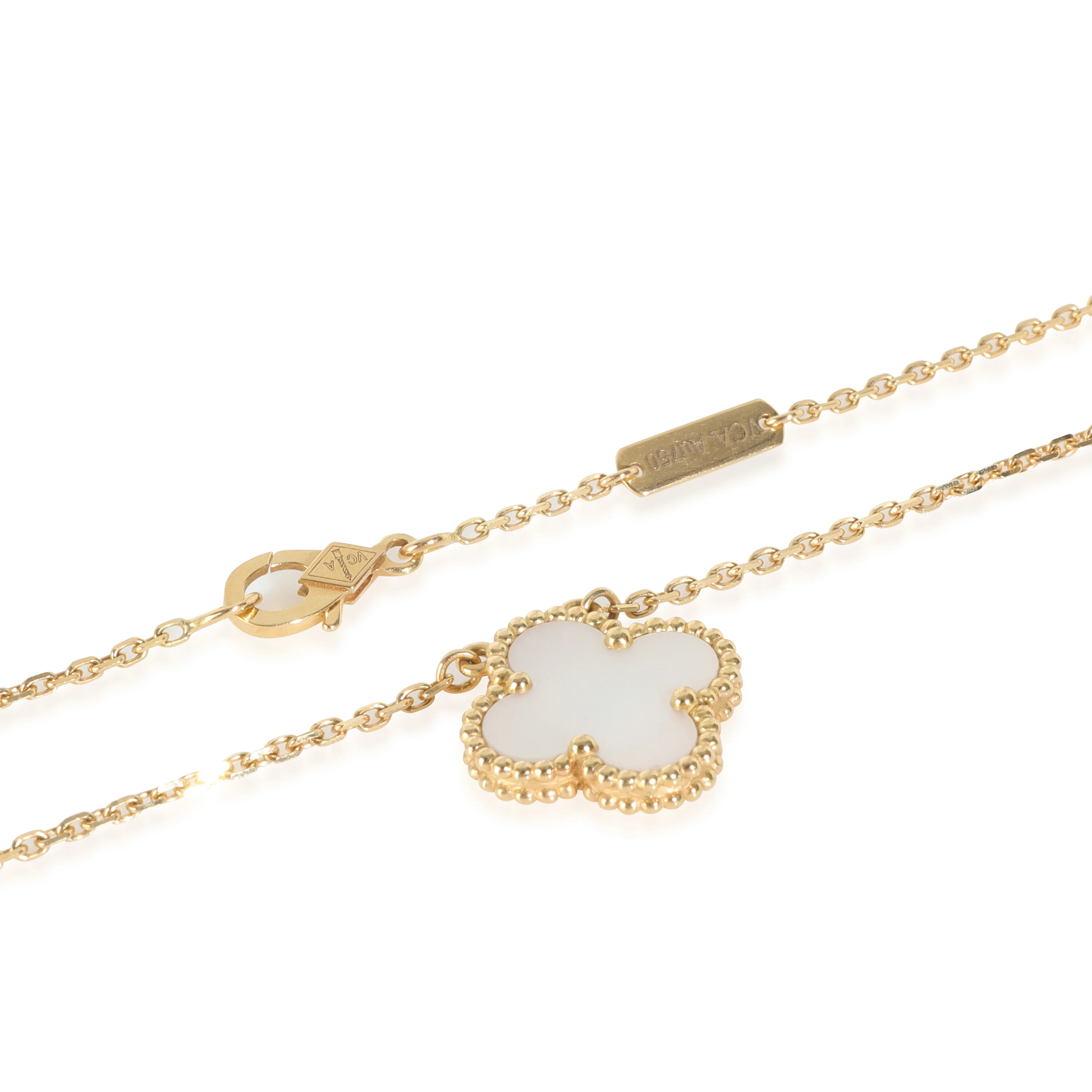 Yellow Gold Mother Of Pearl Vintage Alhambra Pendant - Image 3