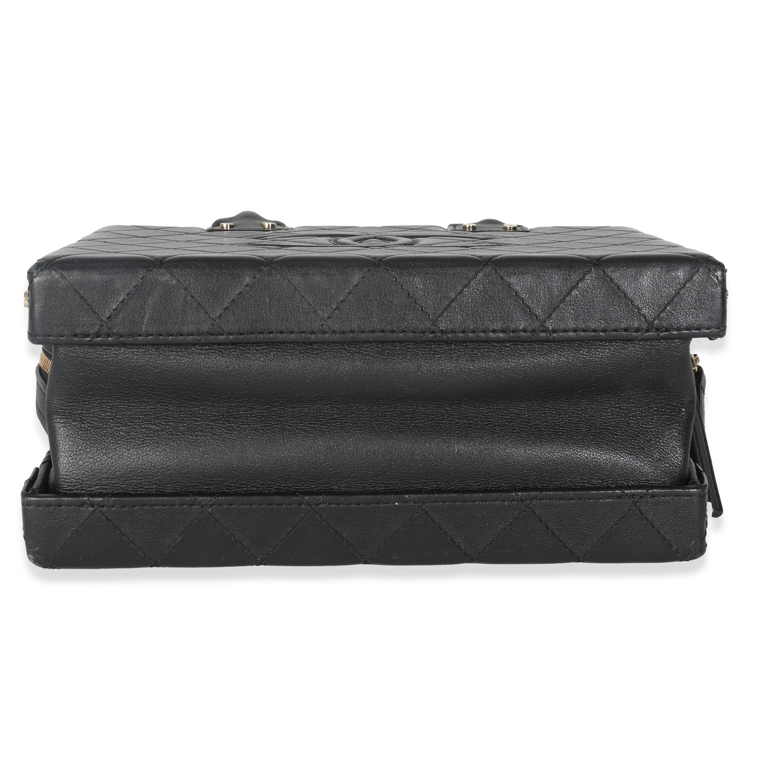 Black Quilted Calfskin Studded Square Vanity Case - Image 5