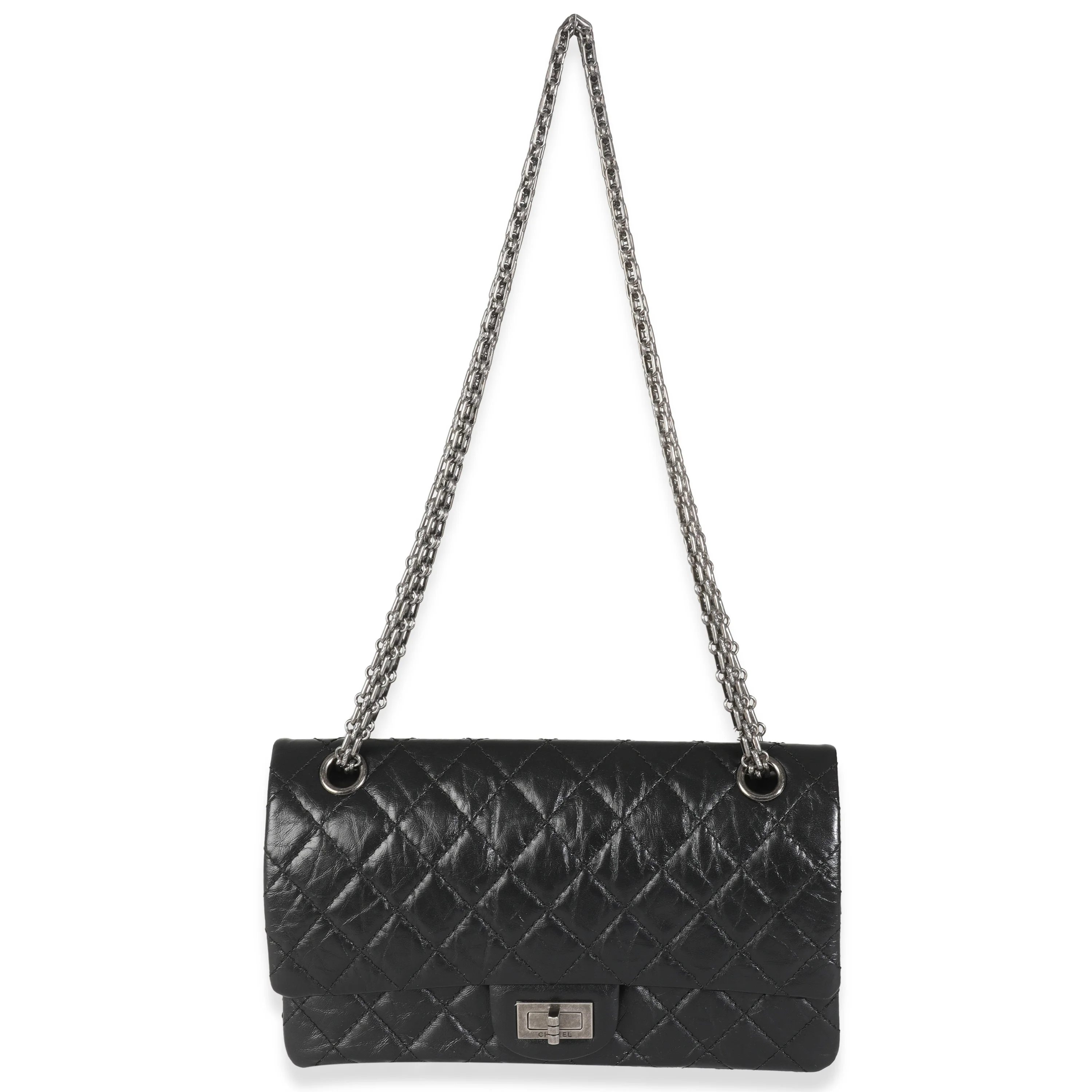 Black Aged Quilted Calfskin 2.55 Small Reissue 225 Flap Bag - Image 8