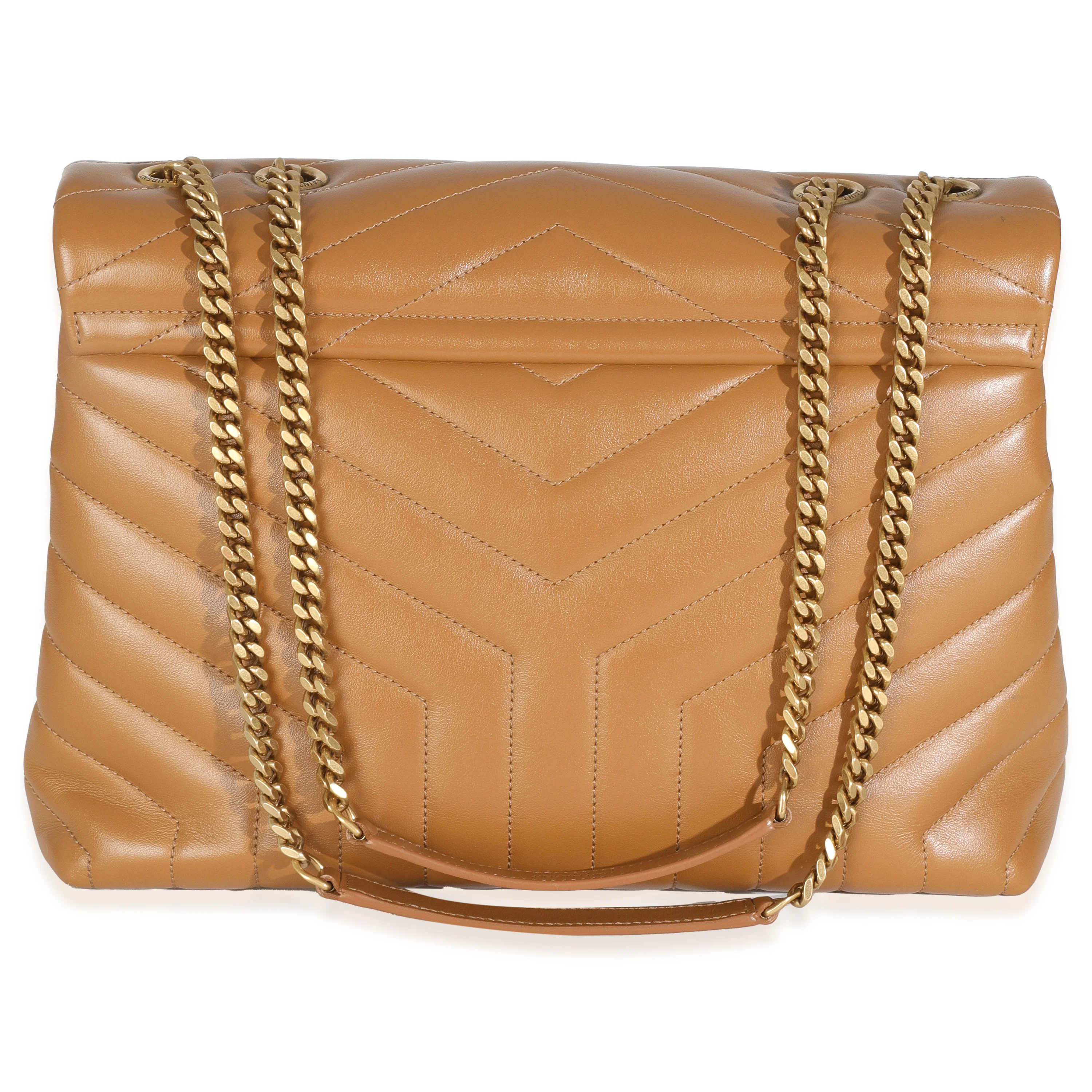 Dark Natural Calfskin Y Quilted Medium Loulou Chain Satchel - Image 4