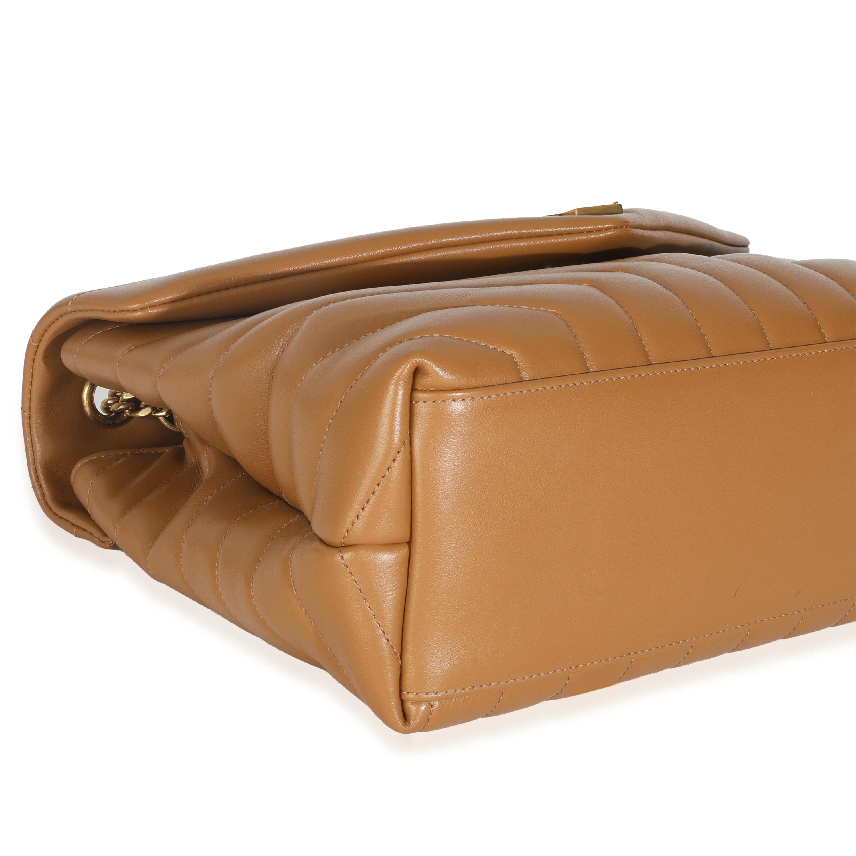 Dark Natural Calfskin Y Quilted Medium Loulou Chain Satchel - Image 6