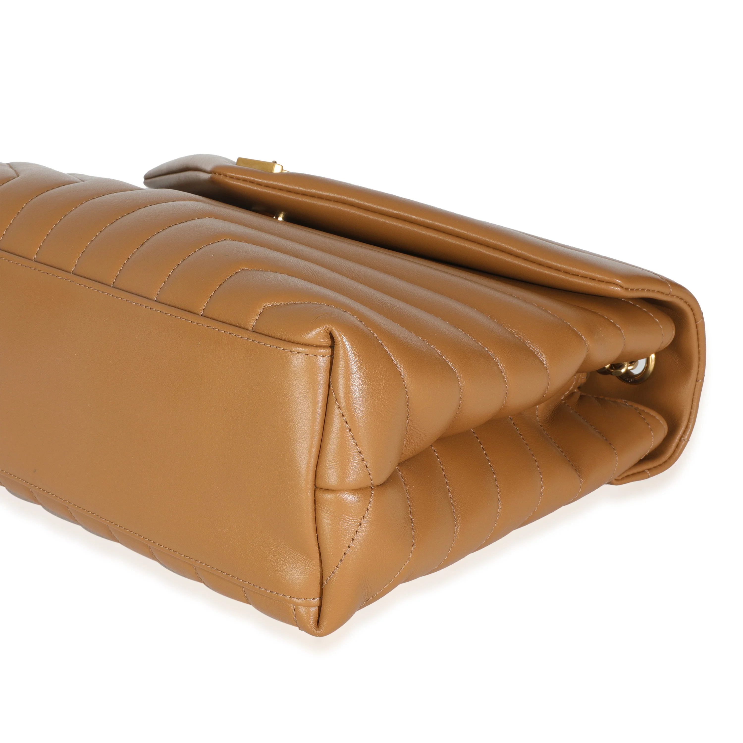 Dark Natural Calfskin Y Quilted Medium Loulou Chain Satchel - Image 7