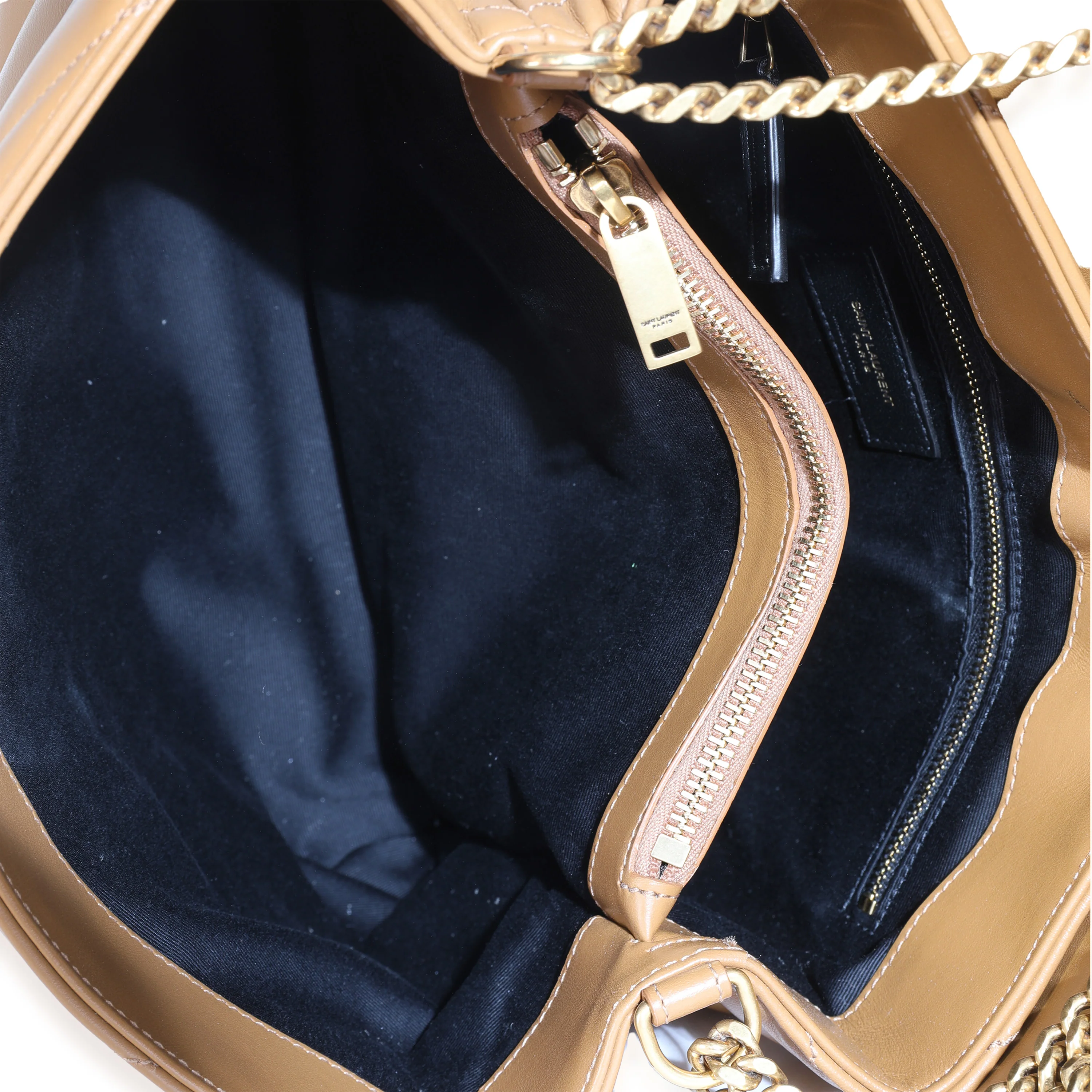 Dark Natural Calfskin Y Quilted Medium Loulou Chain Satchel - Image 9
