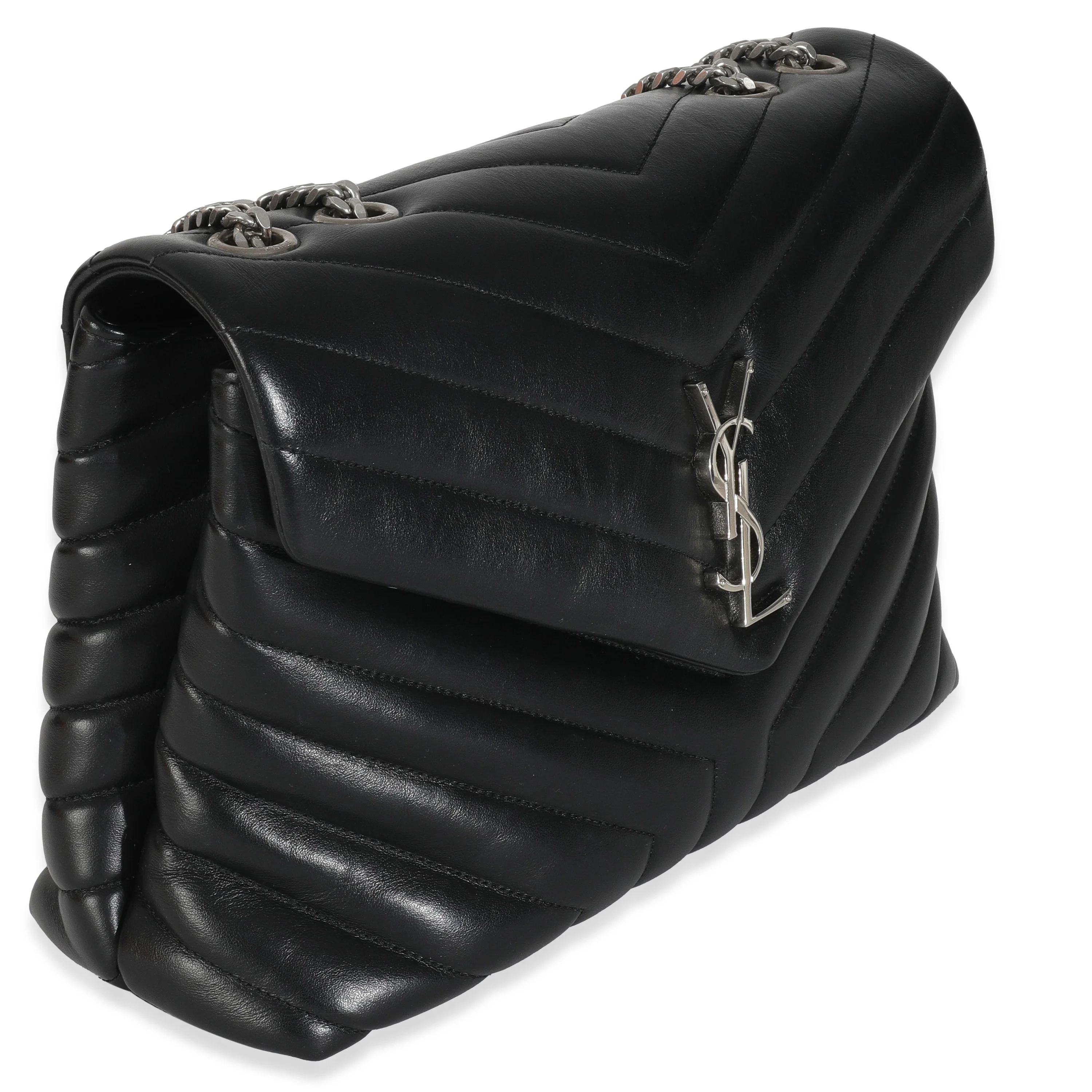 Black Calfskin Y Quilted Medium Loulou Chain Satchel - Image 3