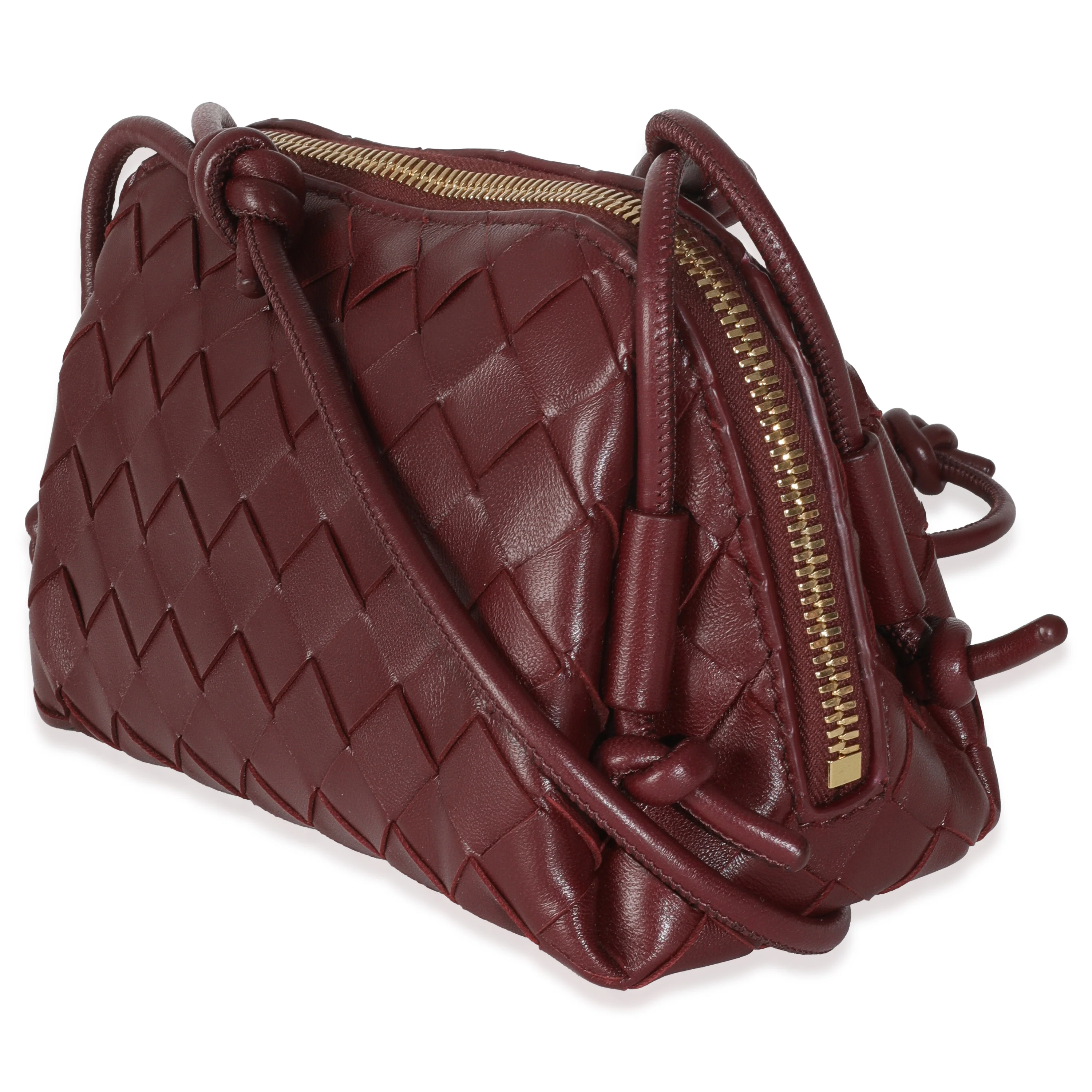 Wine Intrecciato Nappa Leather Pouch - Image 2