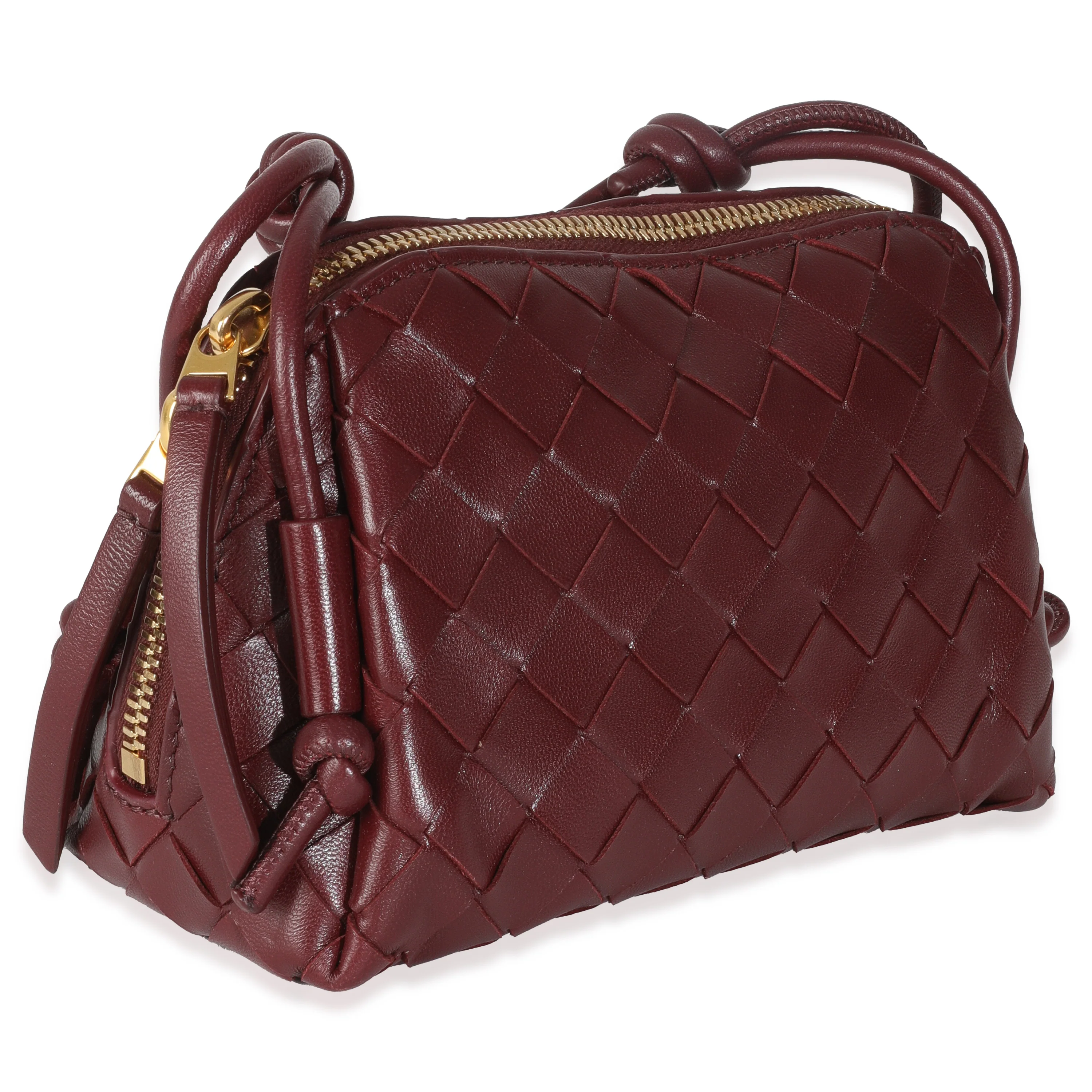 Wine Intrecciato Nappa Leather Pouch - Image 3