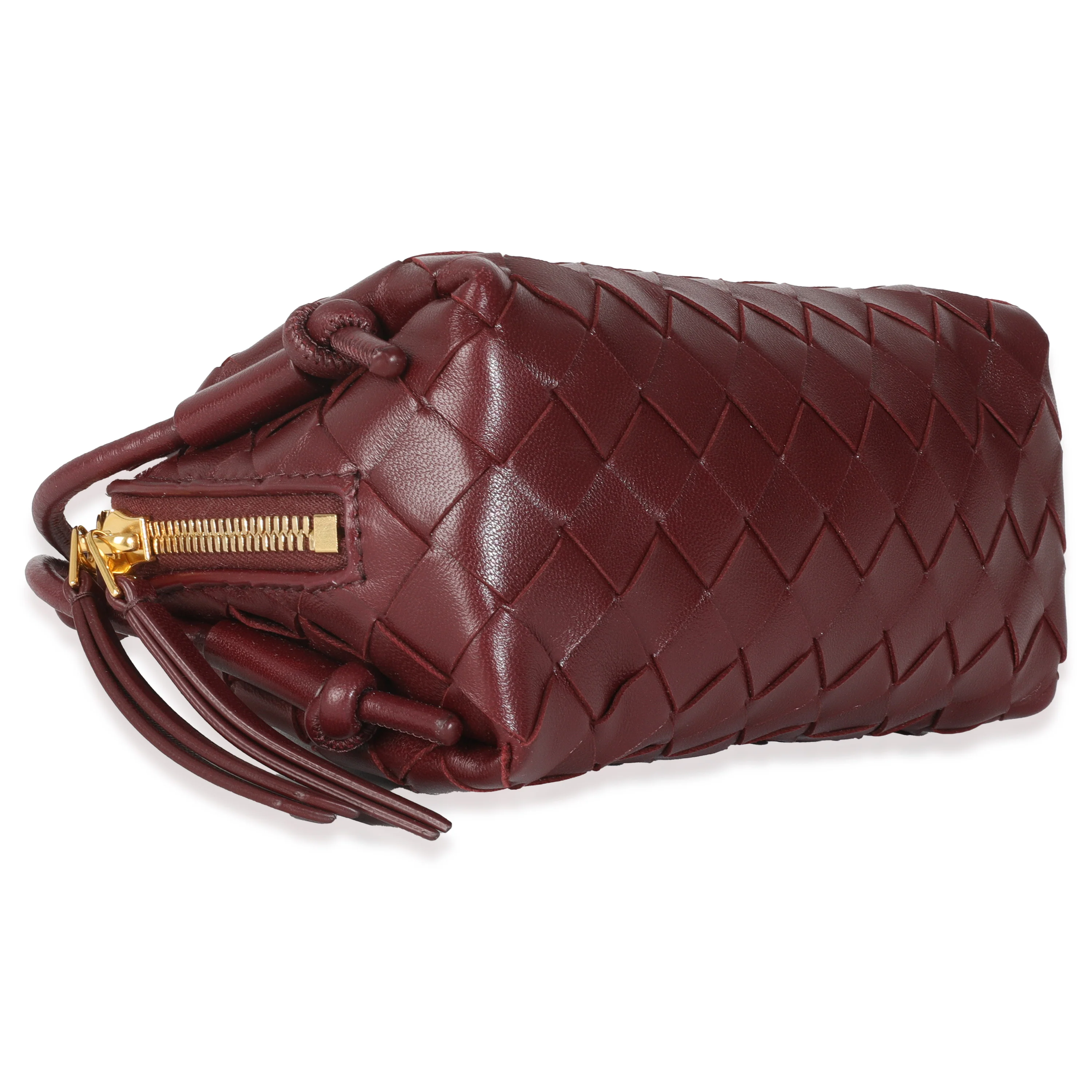 Wine Intrecciato Nappa Leather Pouch - Image 6