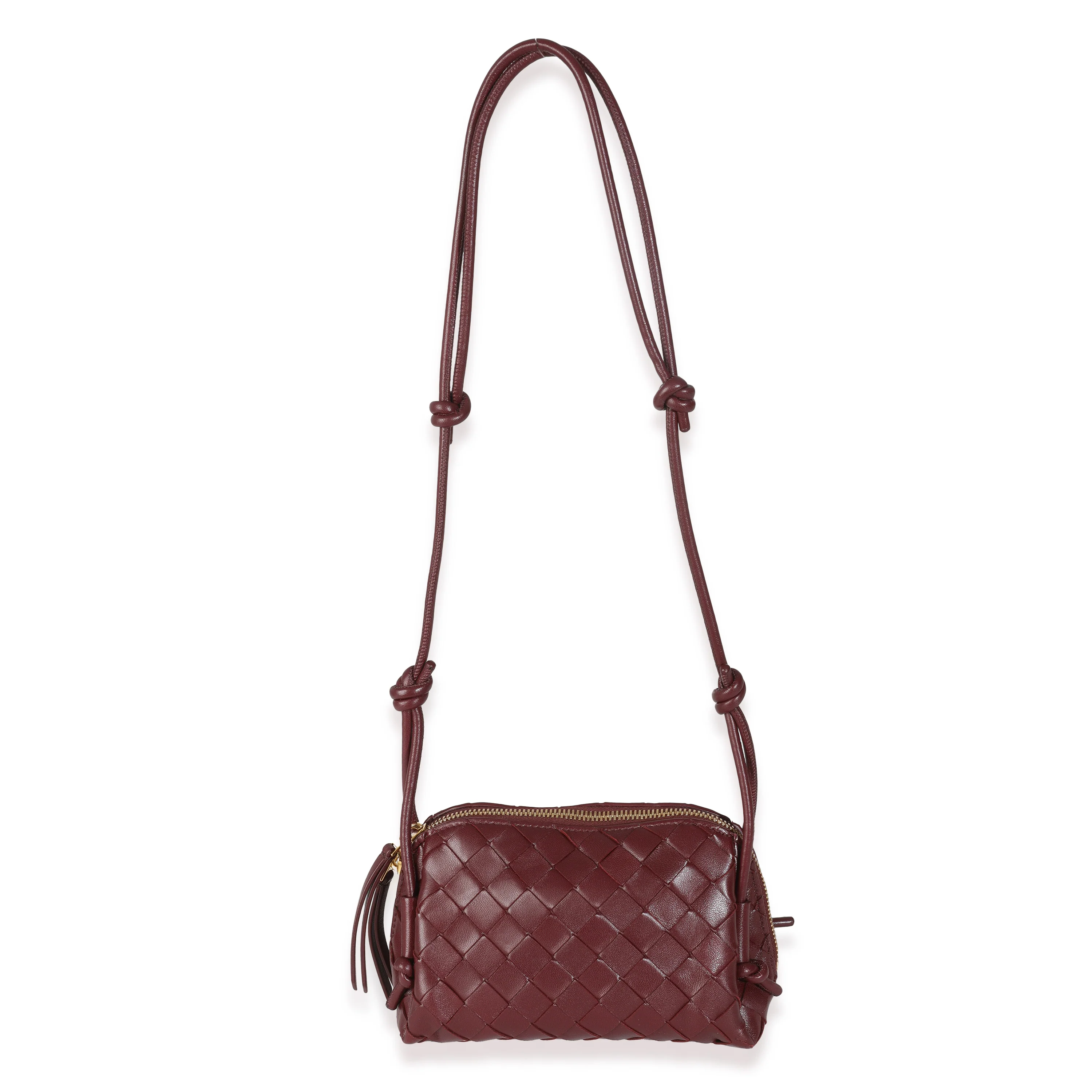 Wine Intrecciato Nappa Leather Pouch - Image 8