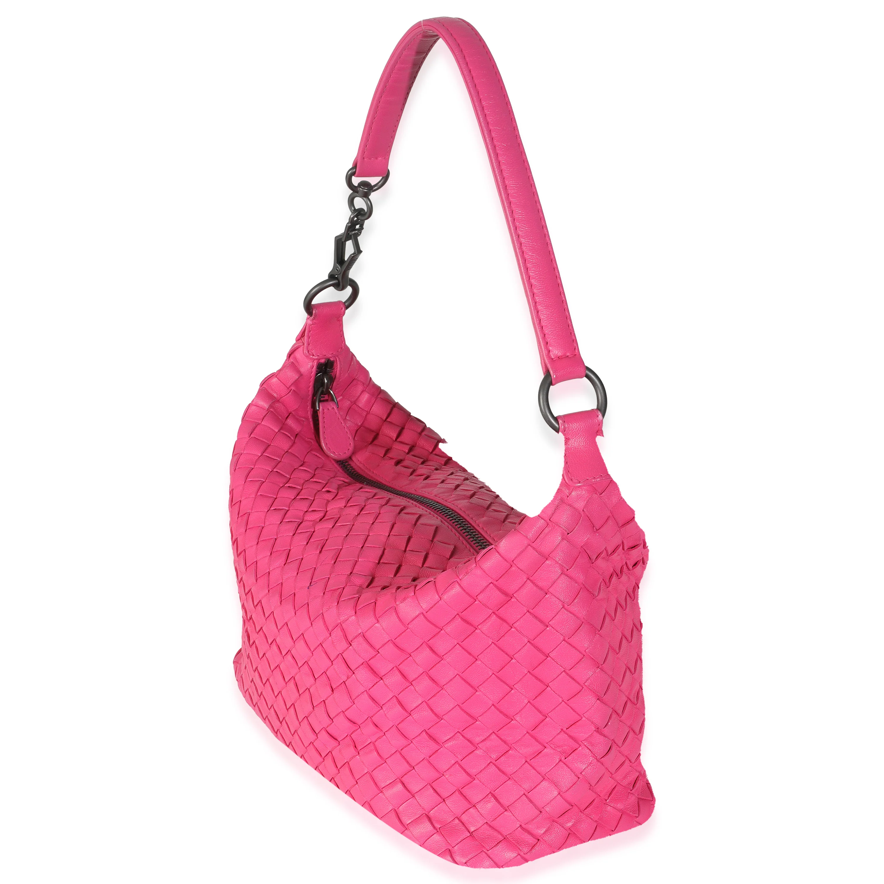 Hot Pink Nappa Intrecciato Small Shoulder Bag - Image 2