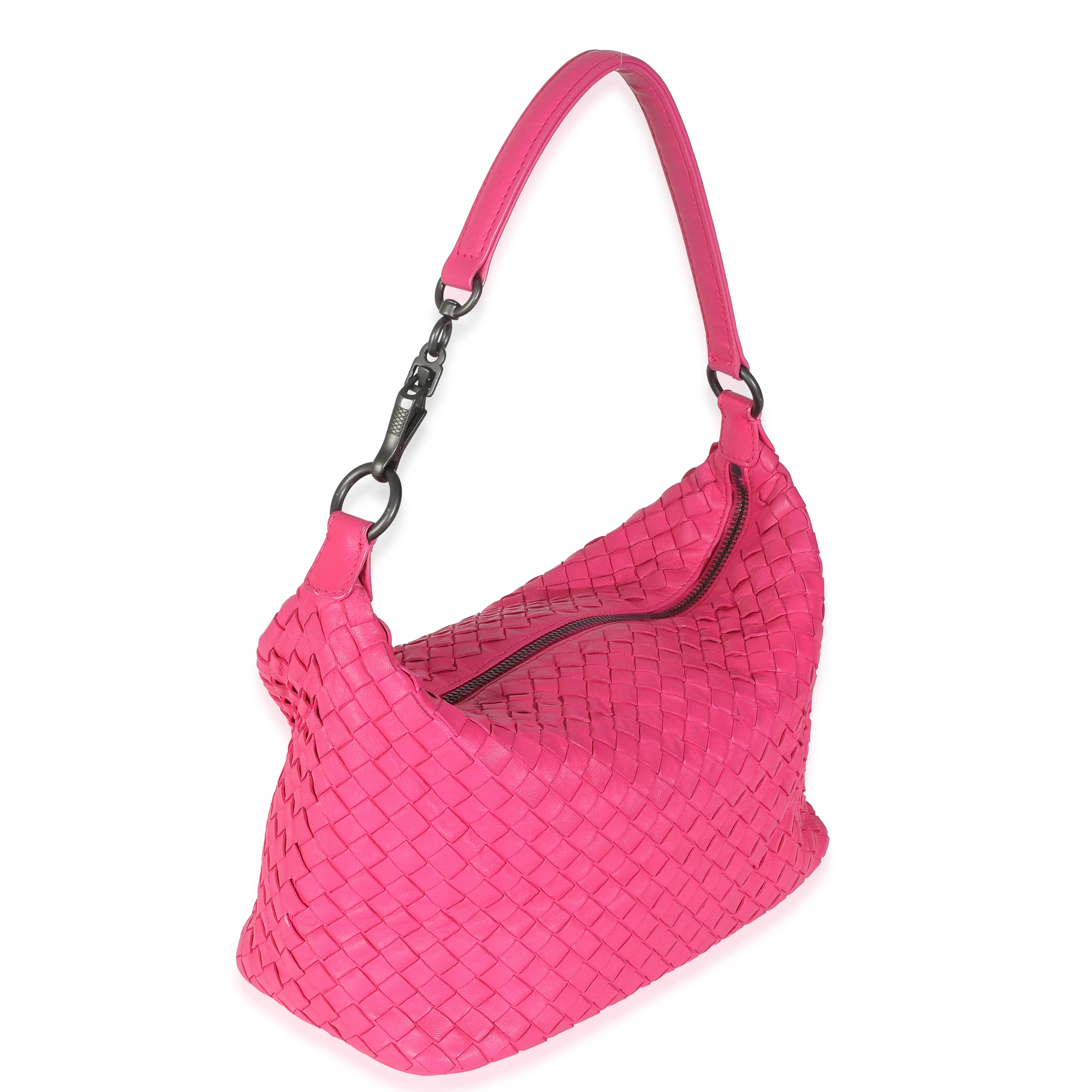 Hot Pink Nappa Intrecciato Small Shoulder Bag - Image 3