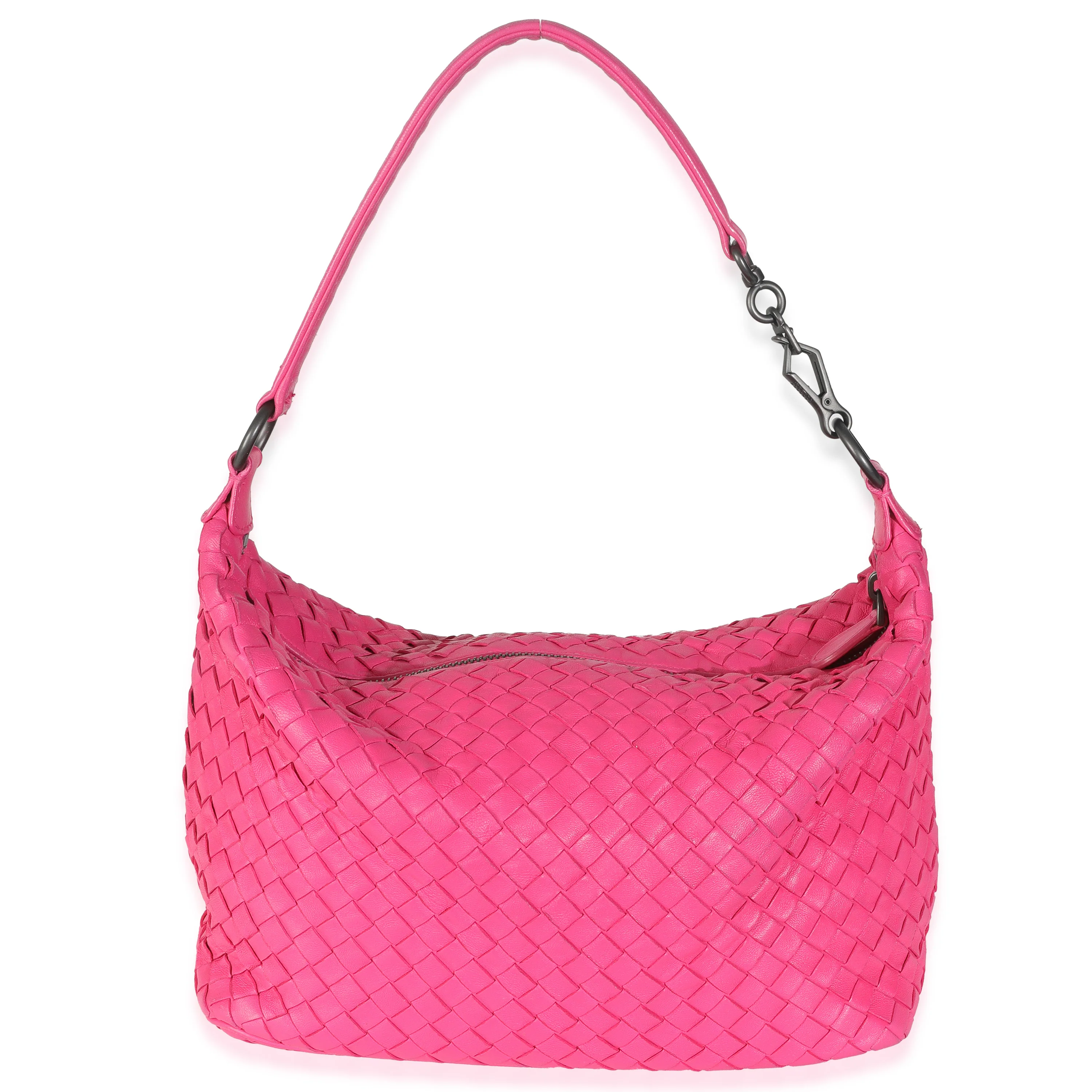Hot Pink Nappa Intrecciato Small Shoulder Bag - Image 4