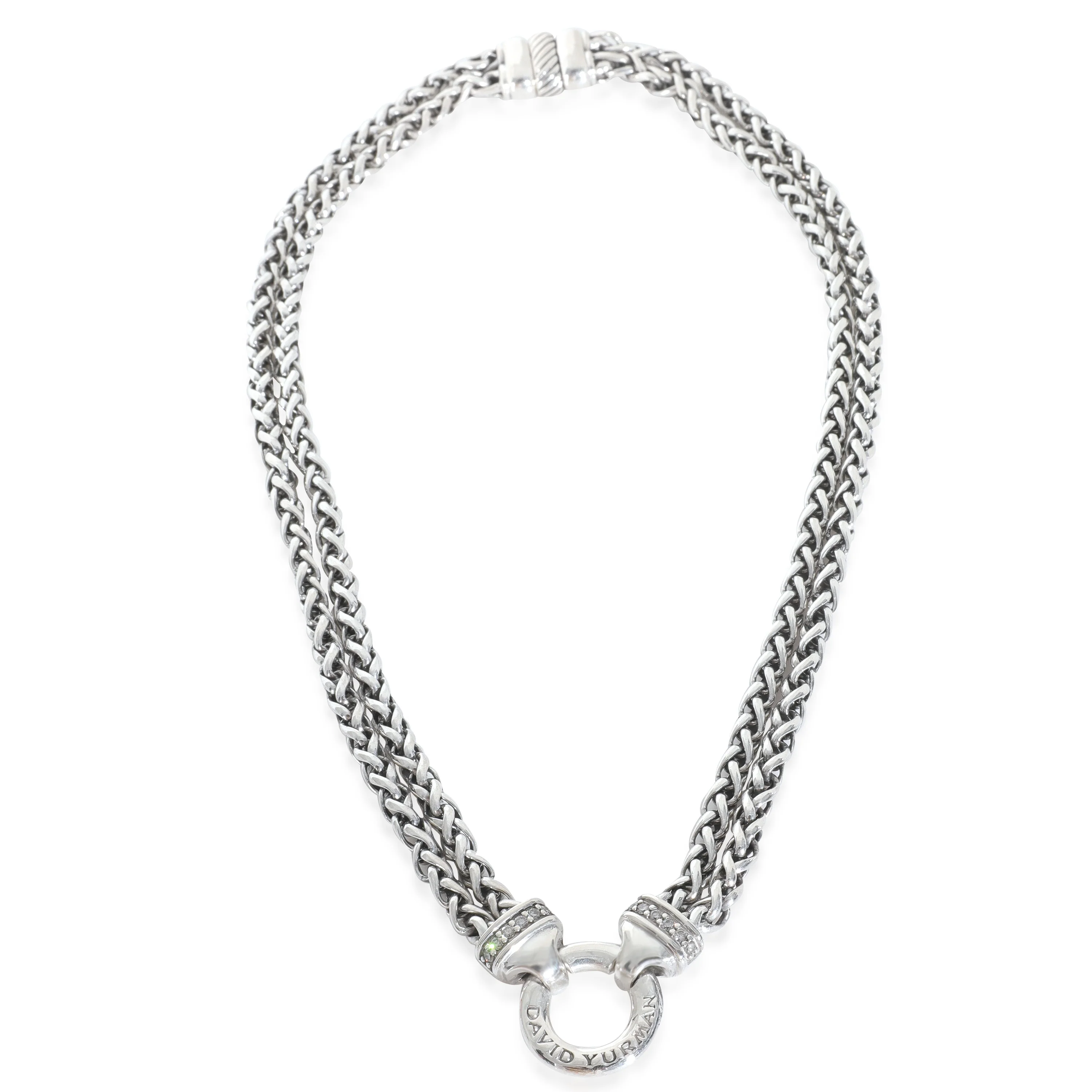 Sterling Silver Diamond Double Wheat Necklace - Image 2