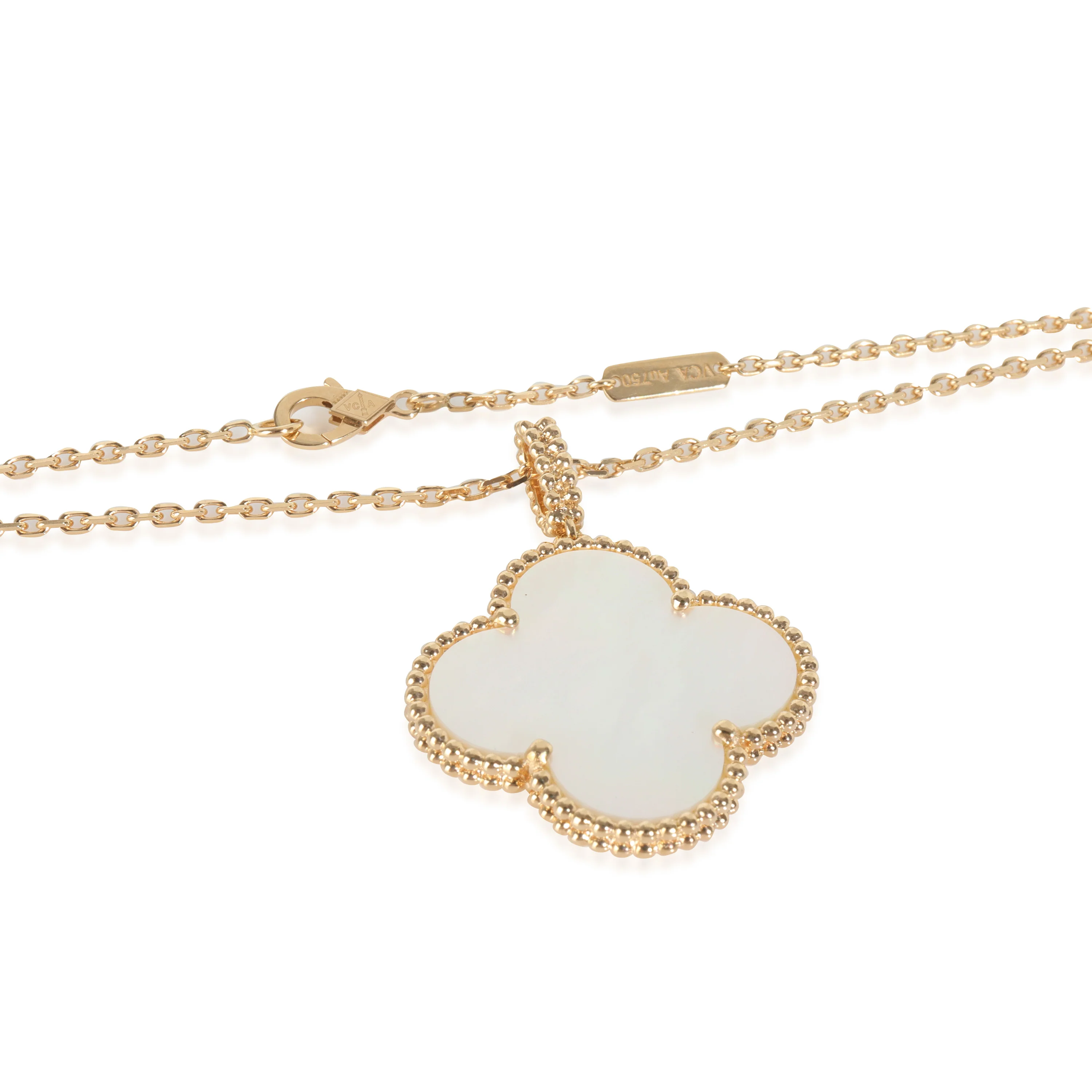 Yellow Gold Mother Of Pearl Magic Alhambra Necklace - Image 3