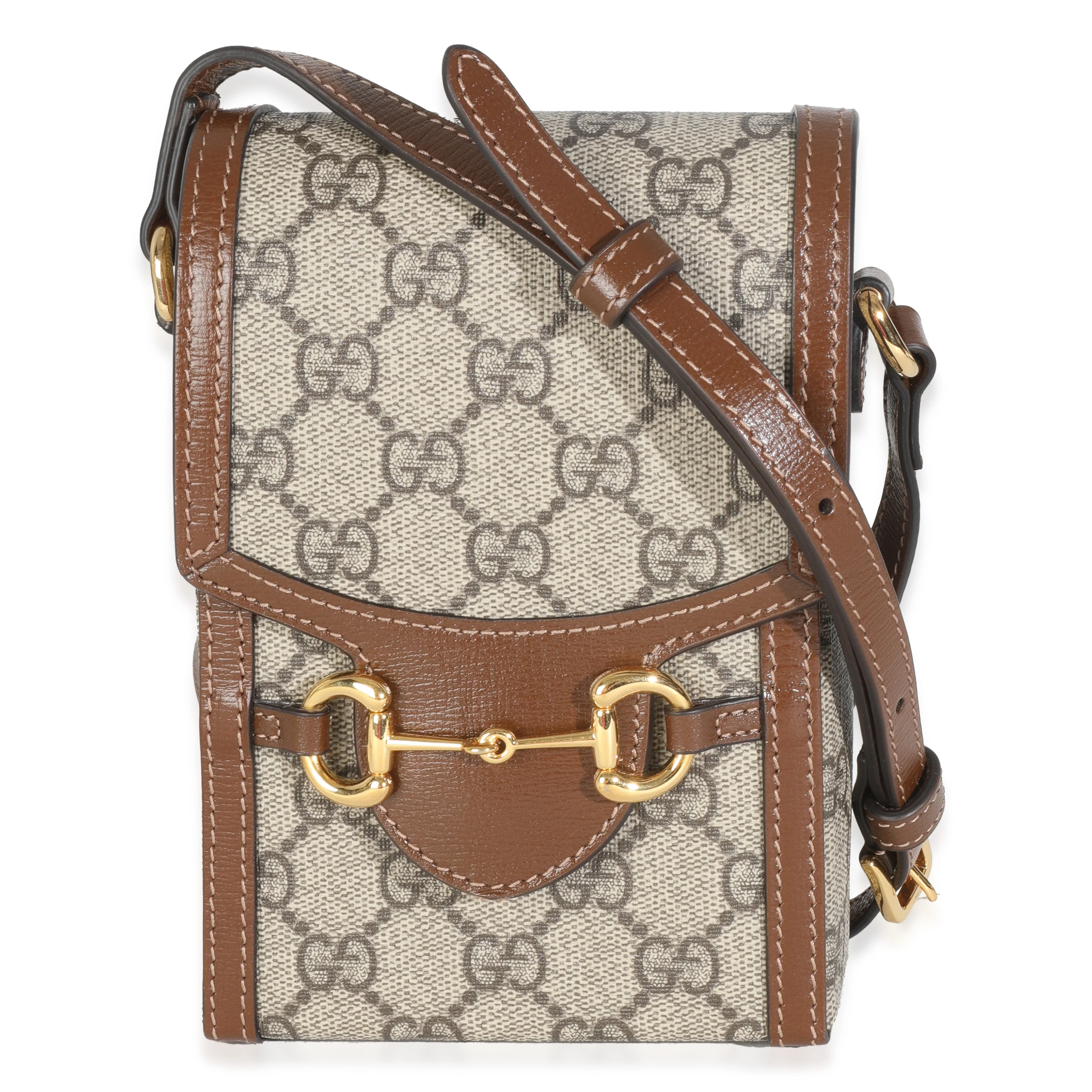 Beige GG Supreme Monogram Mini Horsebit 1955 Crossbody Bag