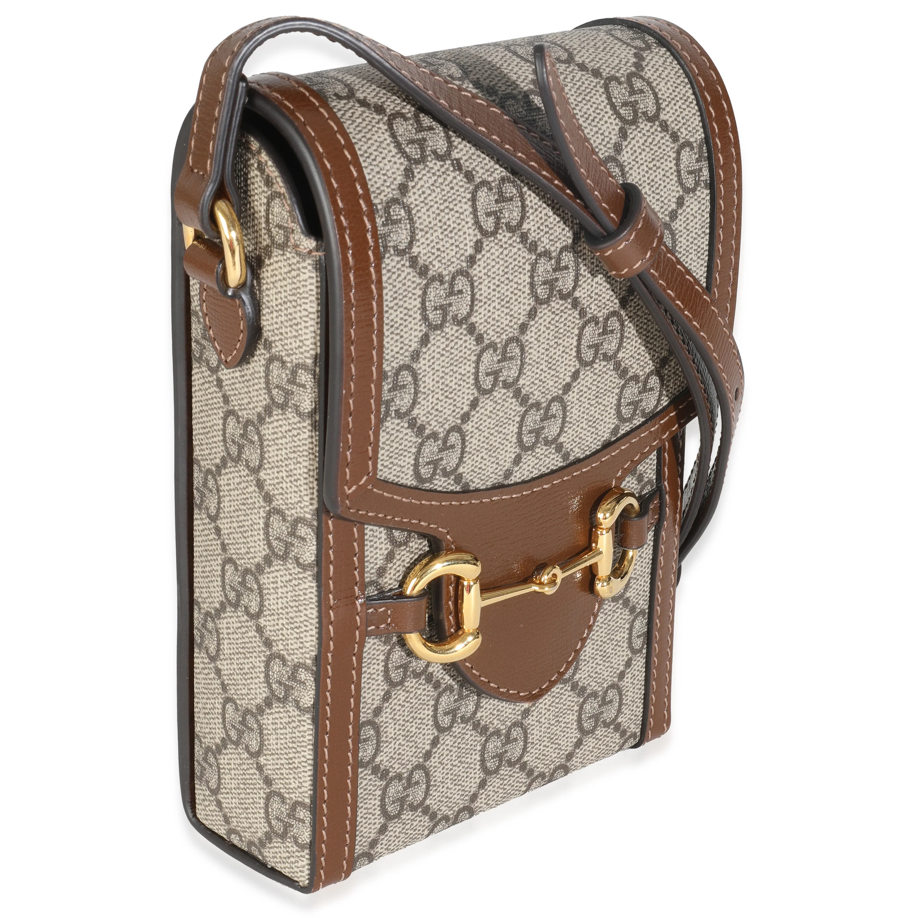Beige GG Supreme Monogram Mini Horsebit 1955 Crossbody Bag - Image 3