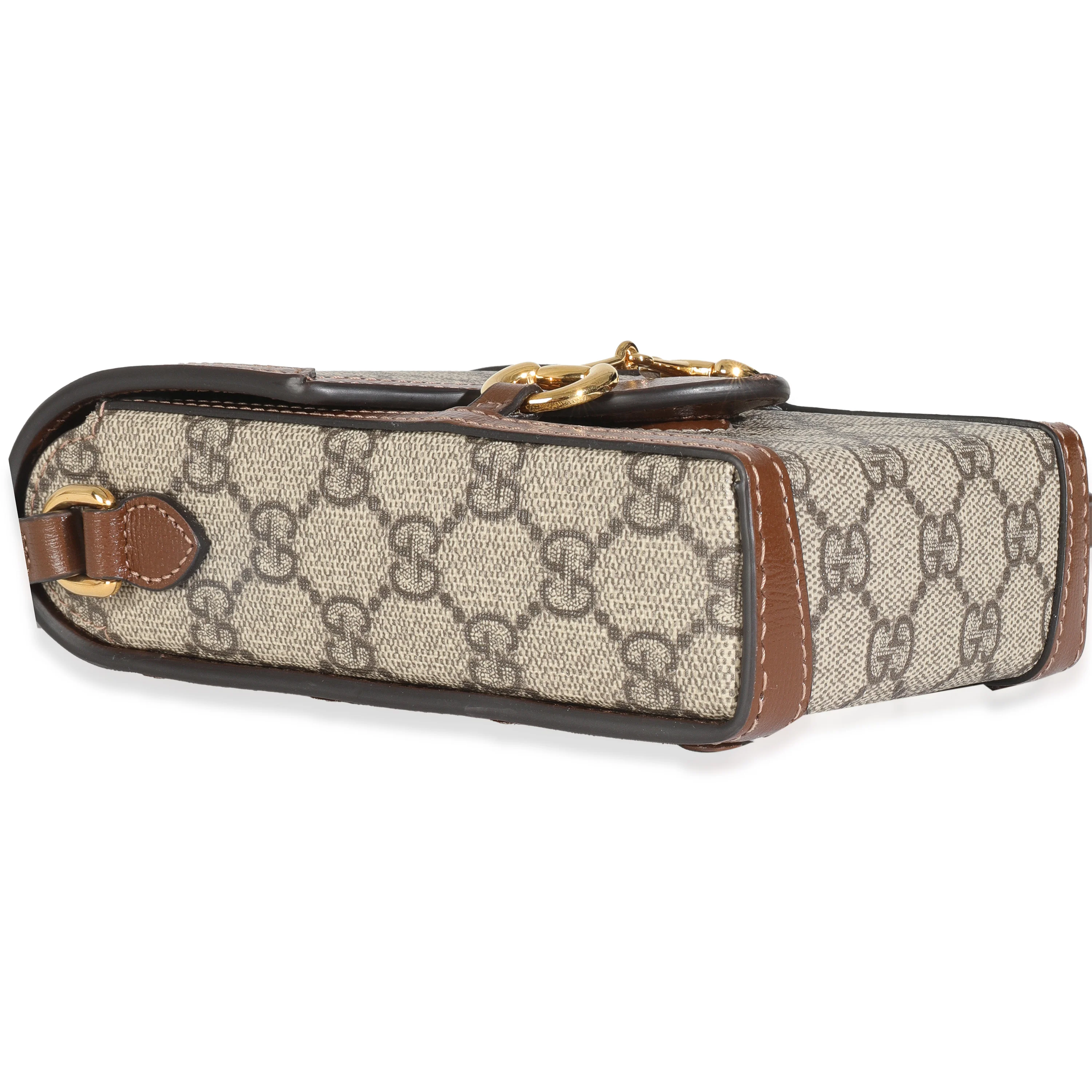 Beige GG Supreme Monogram Mini Horsebit 1955 Crossbody Bag - Image 6