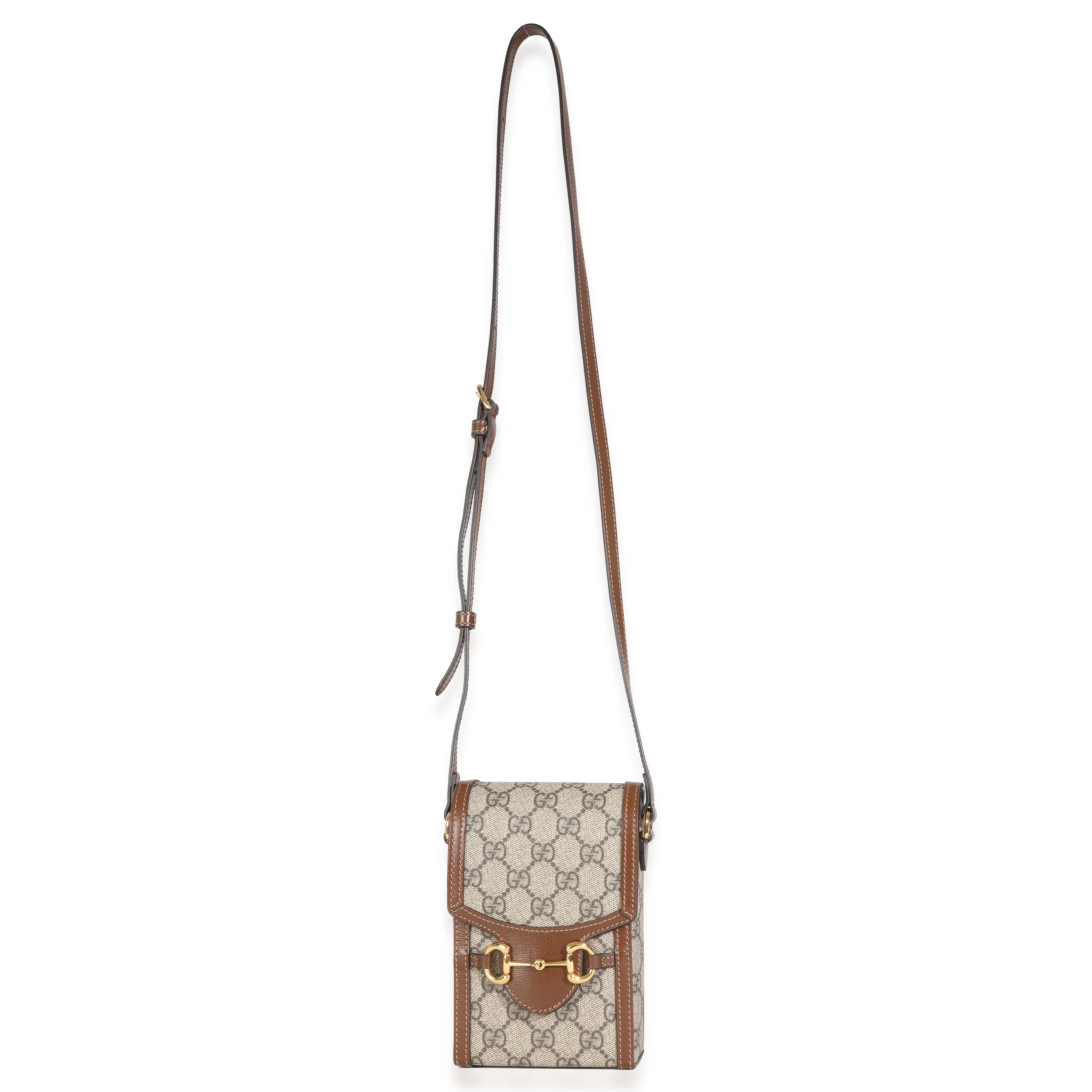 Beige GG Supreme Monogram Mini Horsebit 1955 Crossbody Bag - Image 8