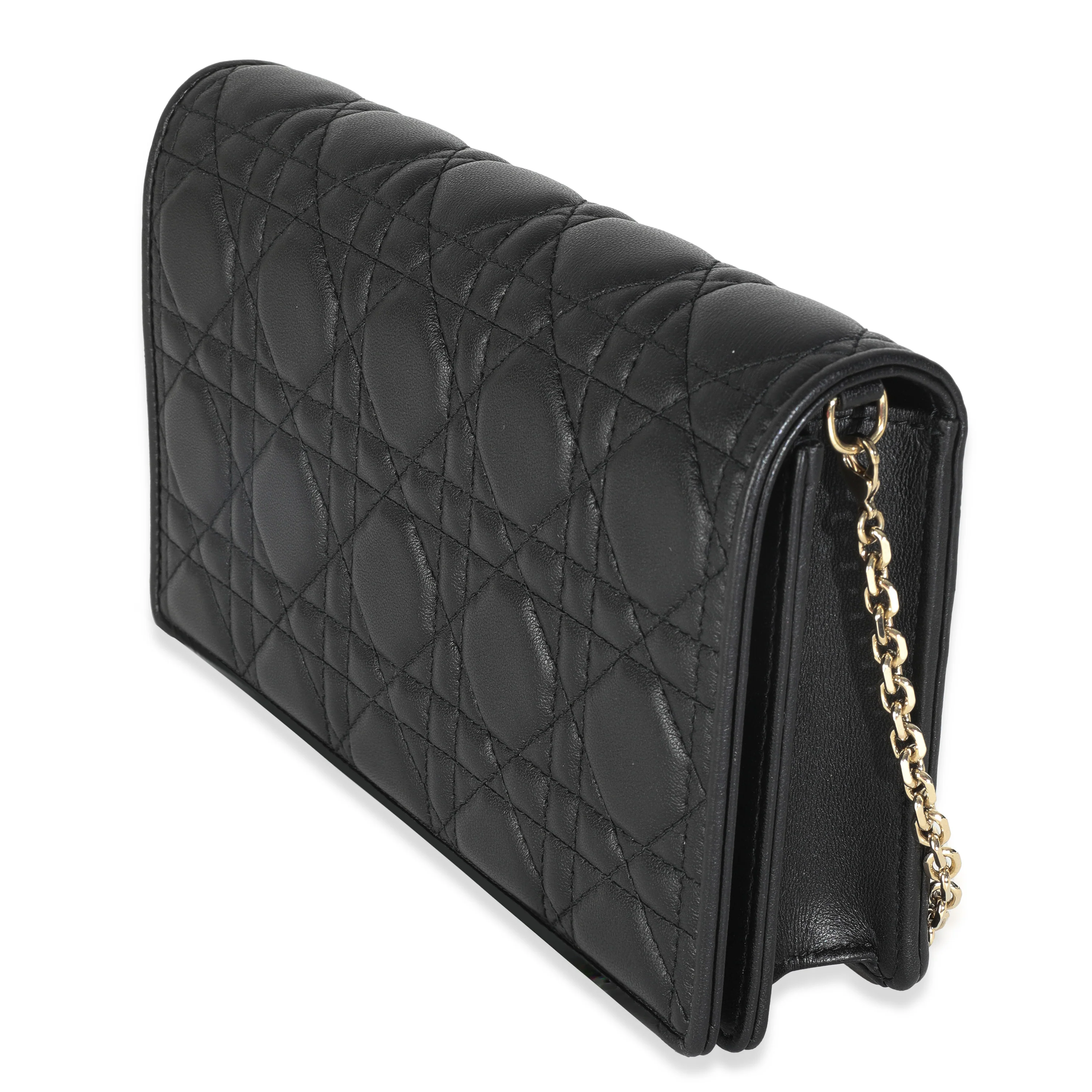 Black Lambskin Cannage Wallet On Chain - Image 2
