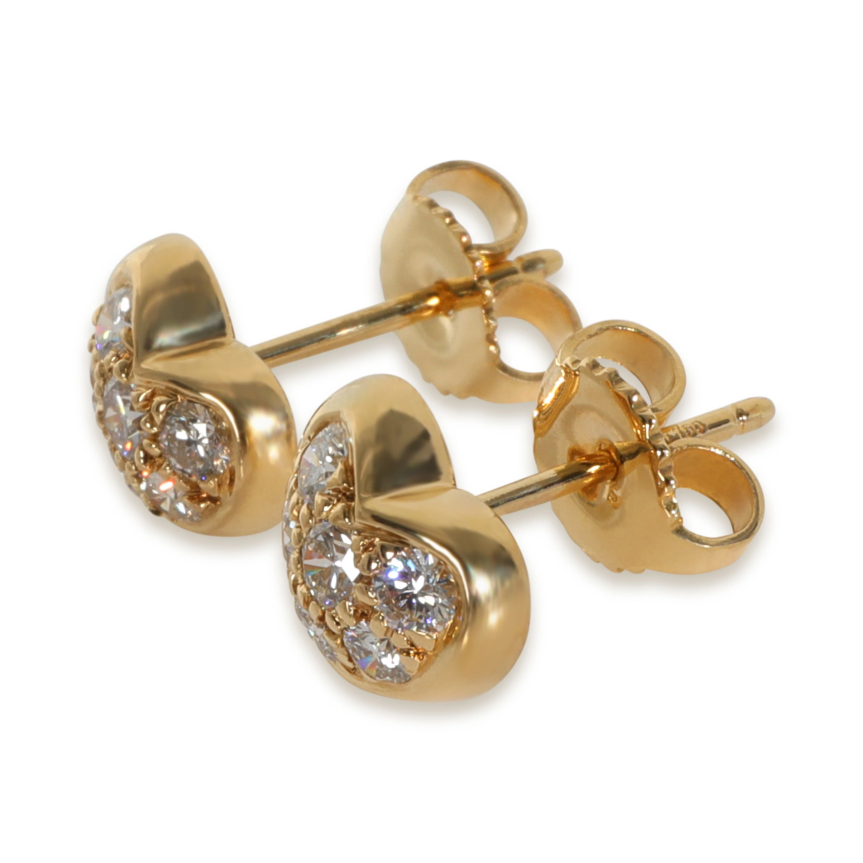 Yellow Gold Diamond Vintage Heart Earrings - Image 2
