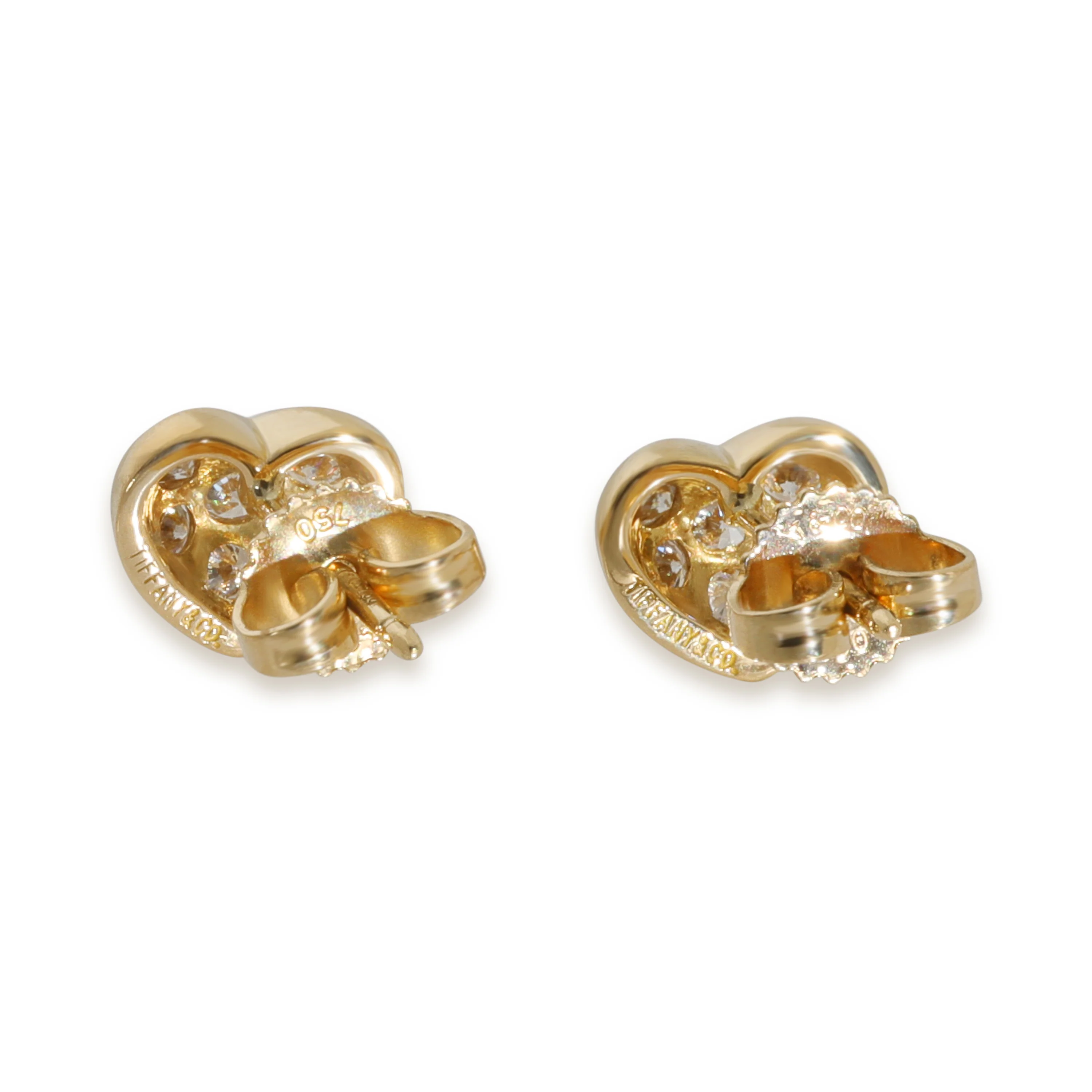 Yellow Gold Diamond Vintage Heart Earrings - Image 3