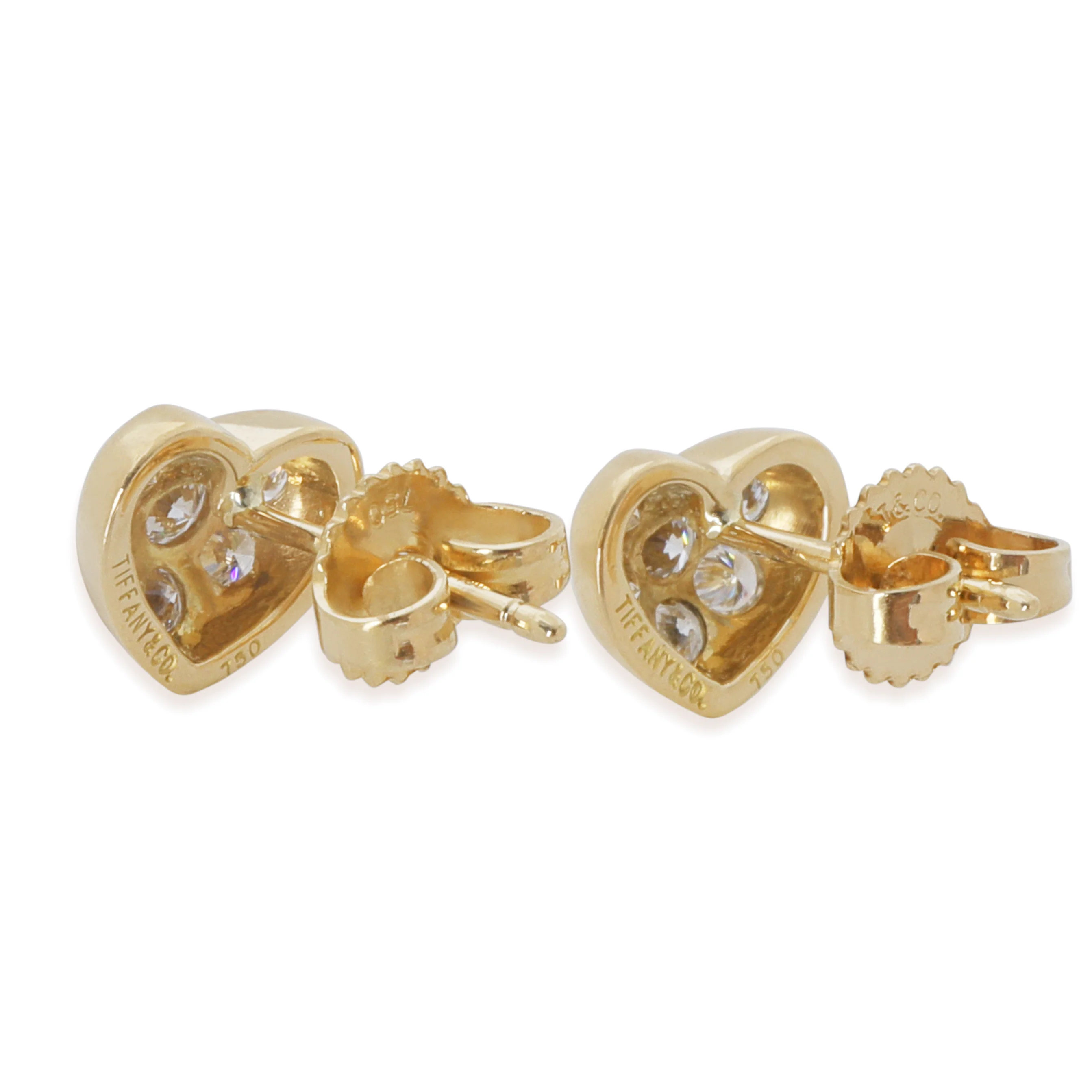 Yellow Gold Diamond Vintage Heart Earrings - Image 4
