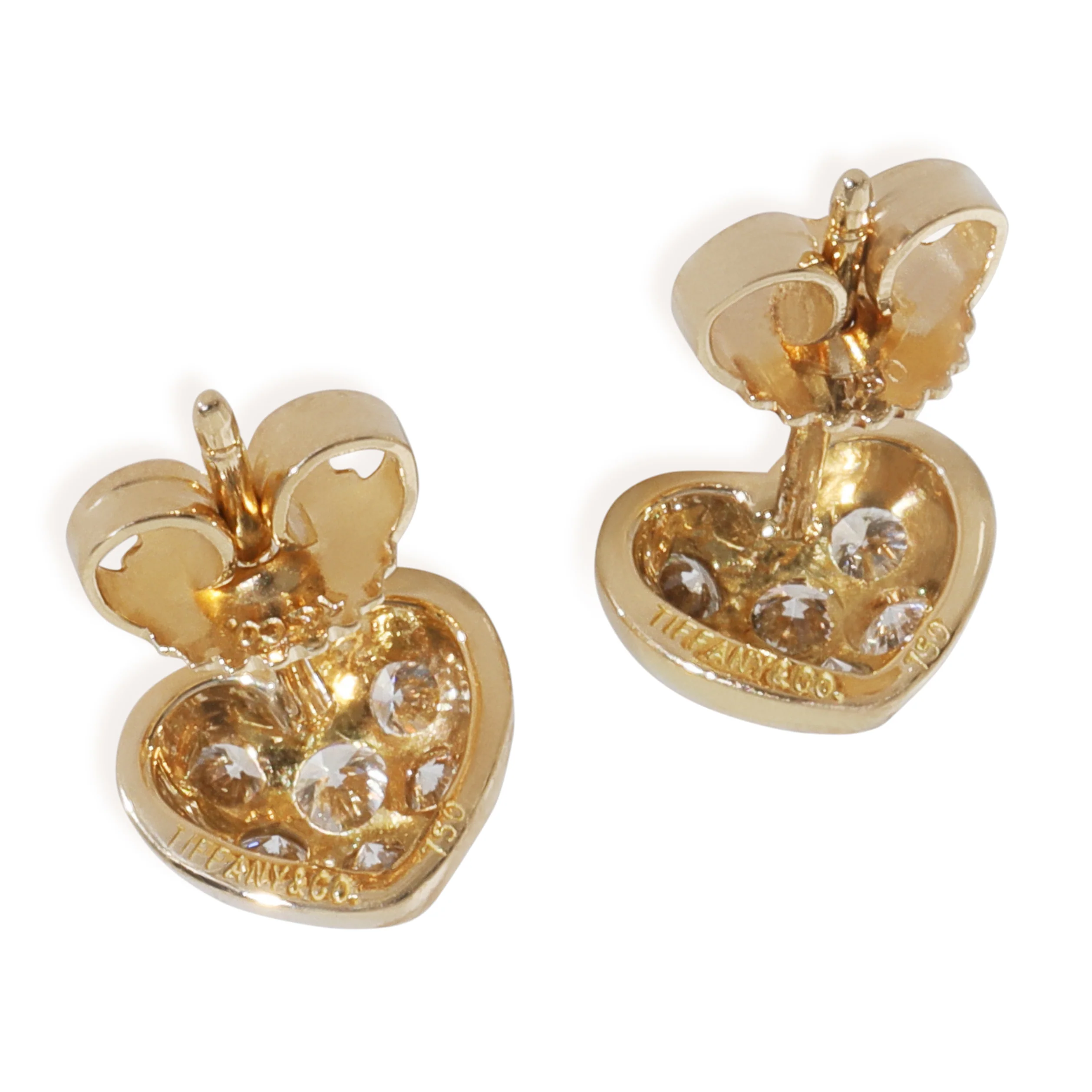 Yellow Gold Diamond Vintage Heart Earrings - Image 5