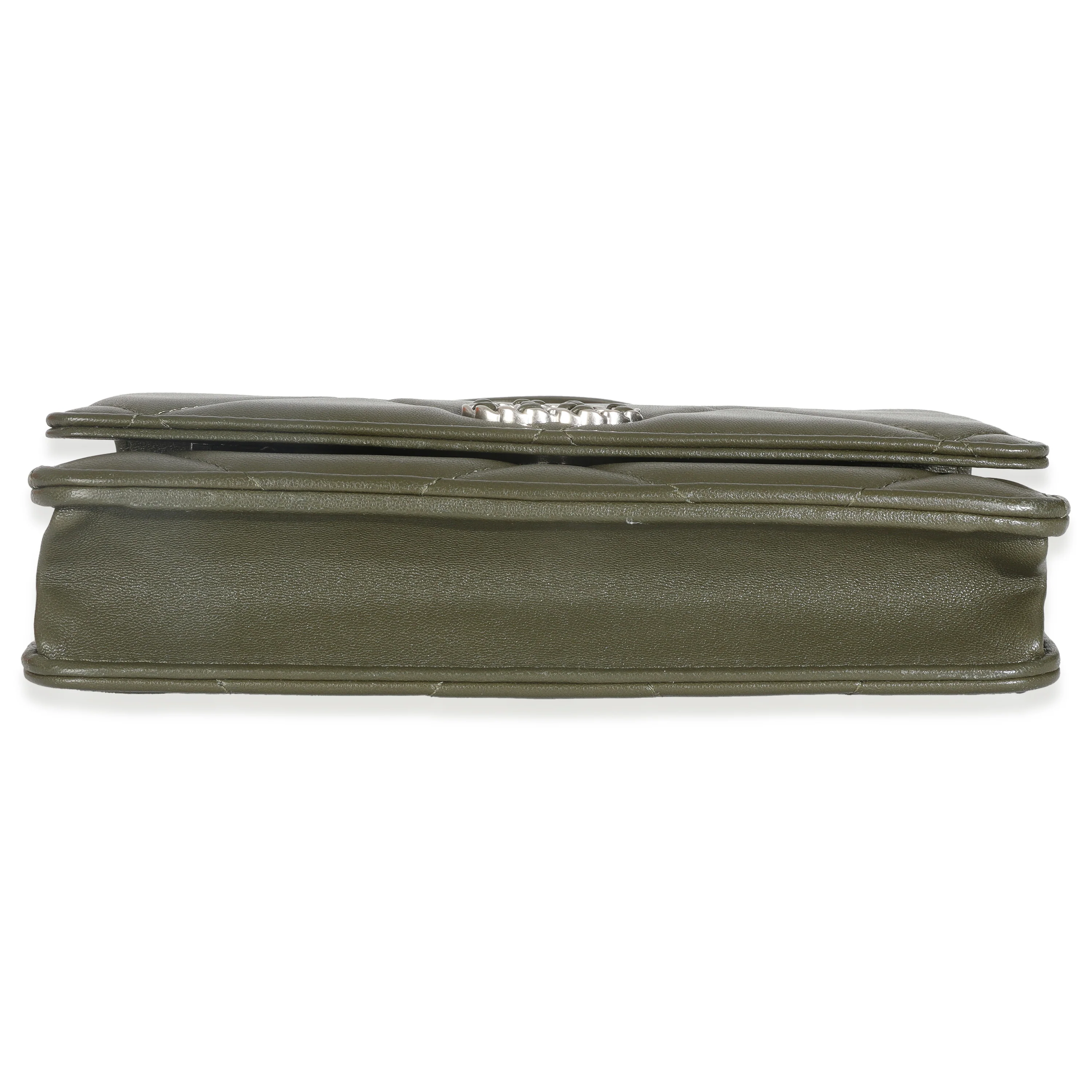 Khaki Quilted Goatskin Chanel 19 Wallet On Chain - Image 5