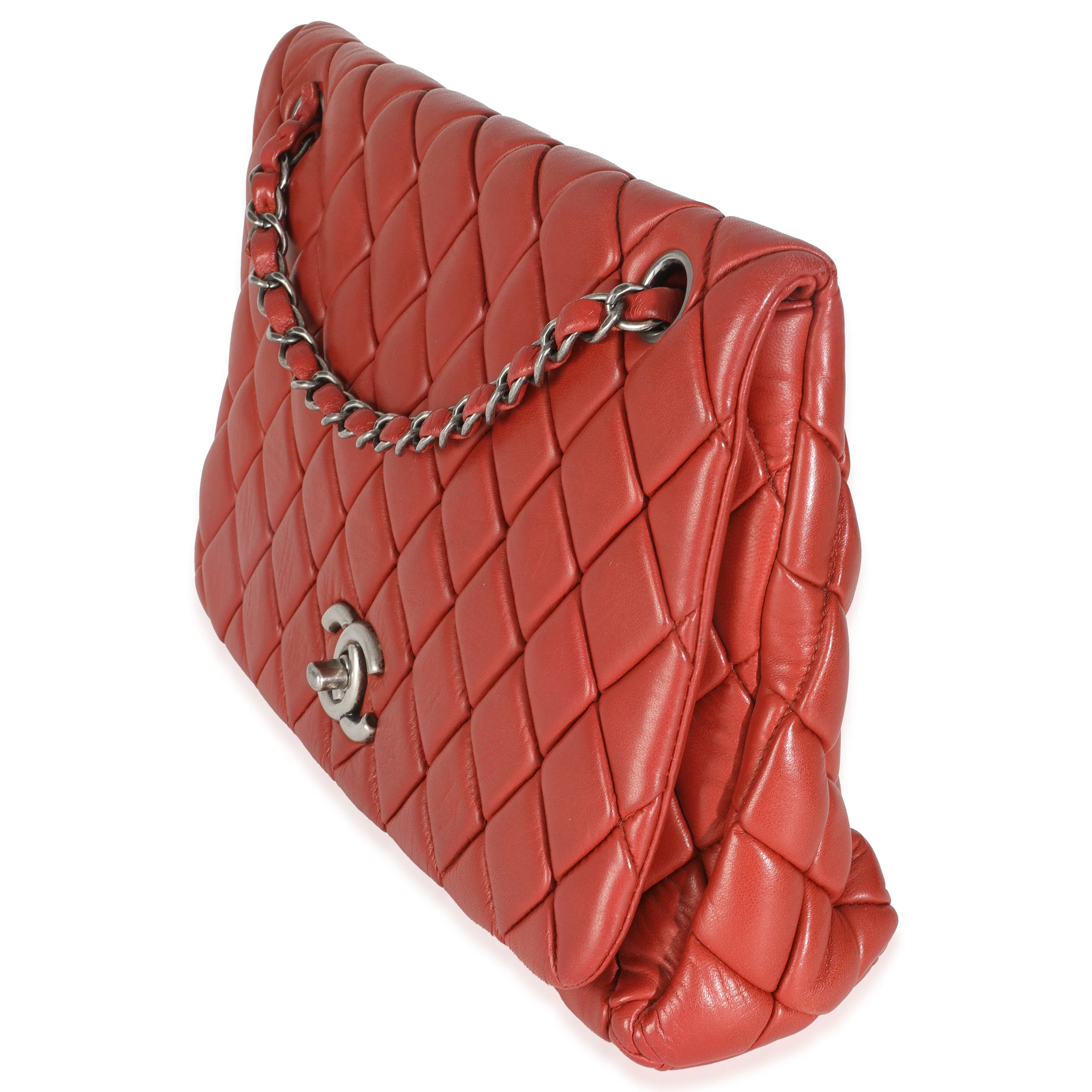 Red Lambskin Large New Bubble Flap Bag - Image 2