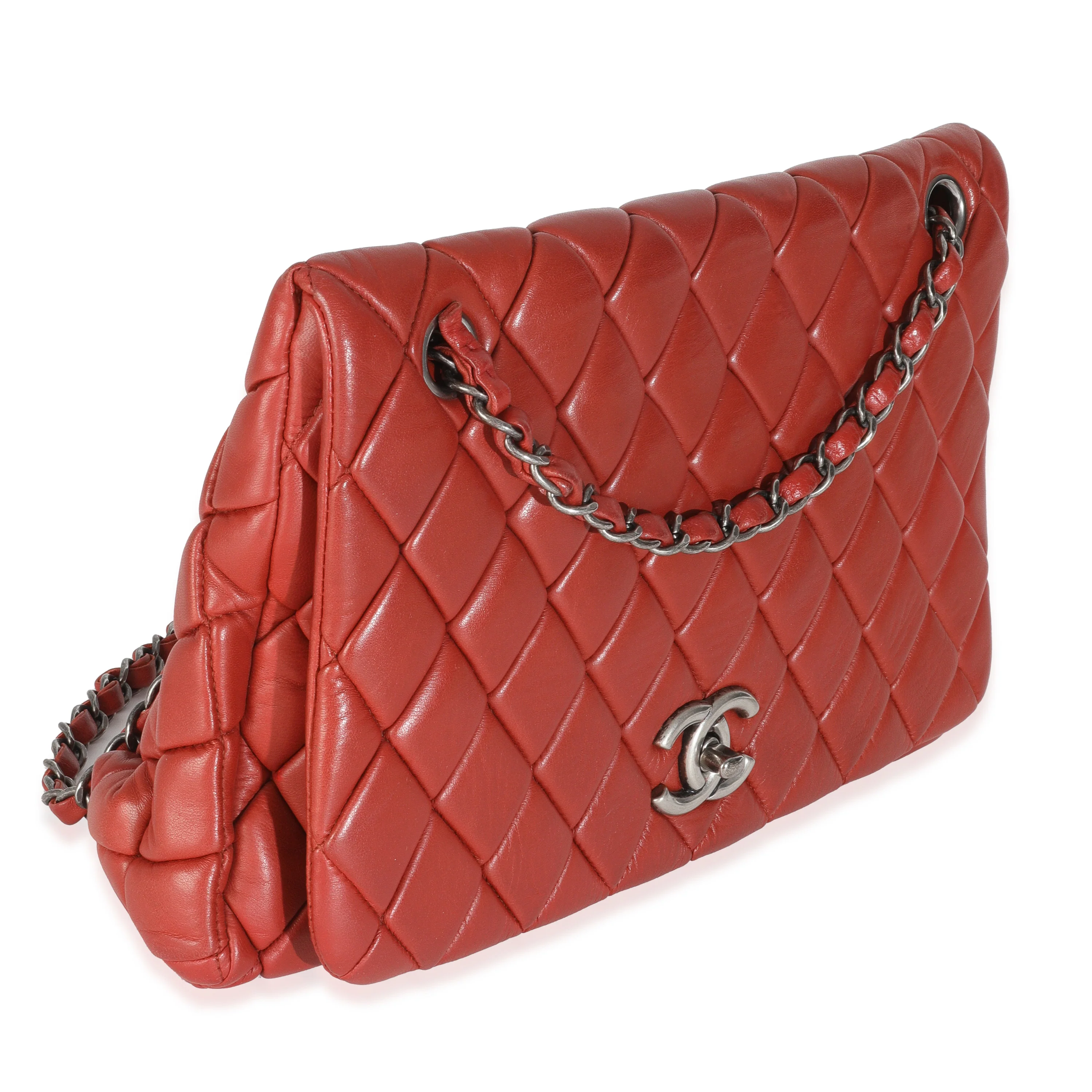 Red Lambskin Large New Bubble Flap Bag - Image 3
