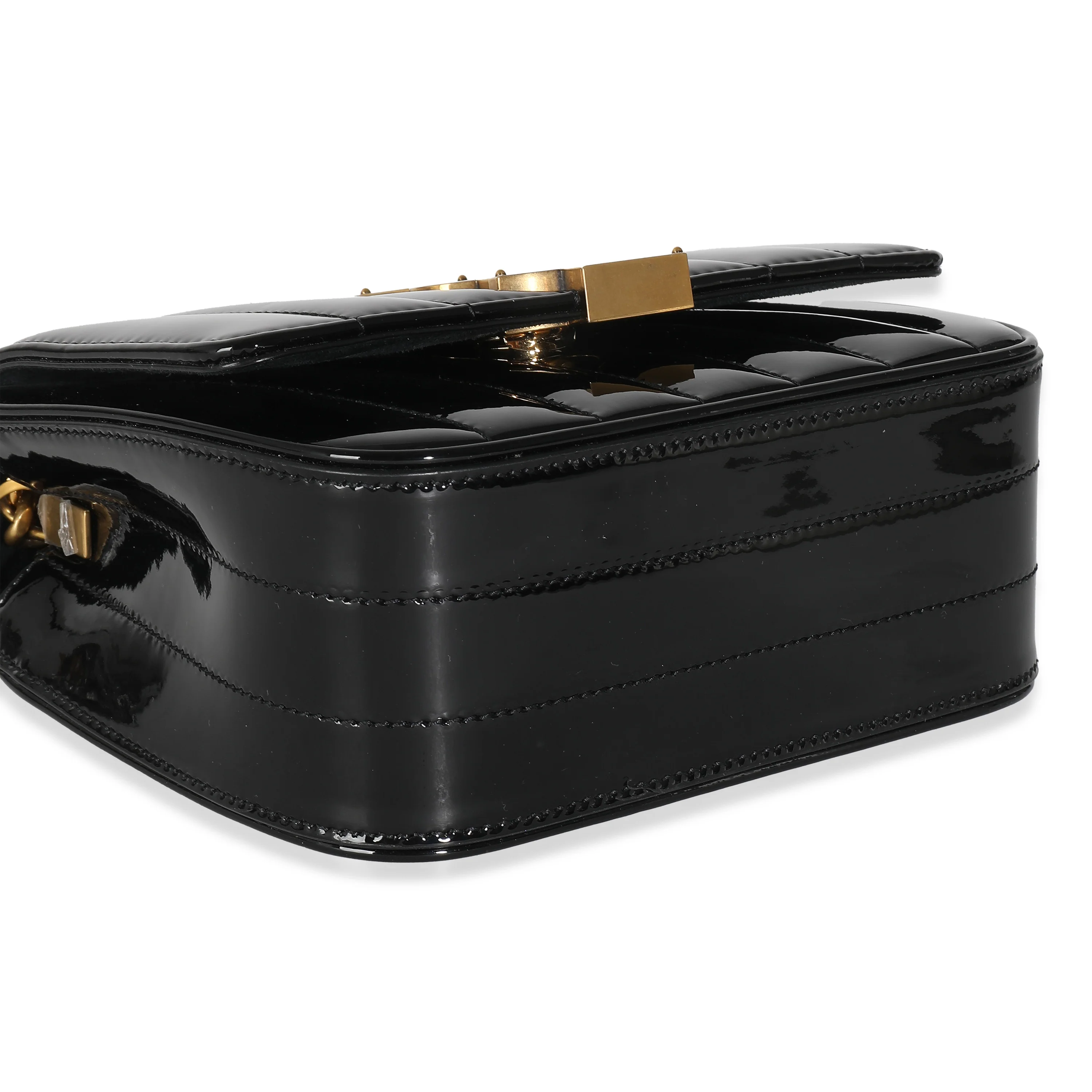 Black Patent Small Vicky Chain Bag - Image 6
