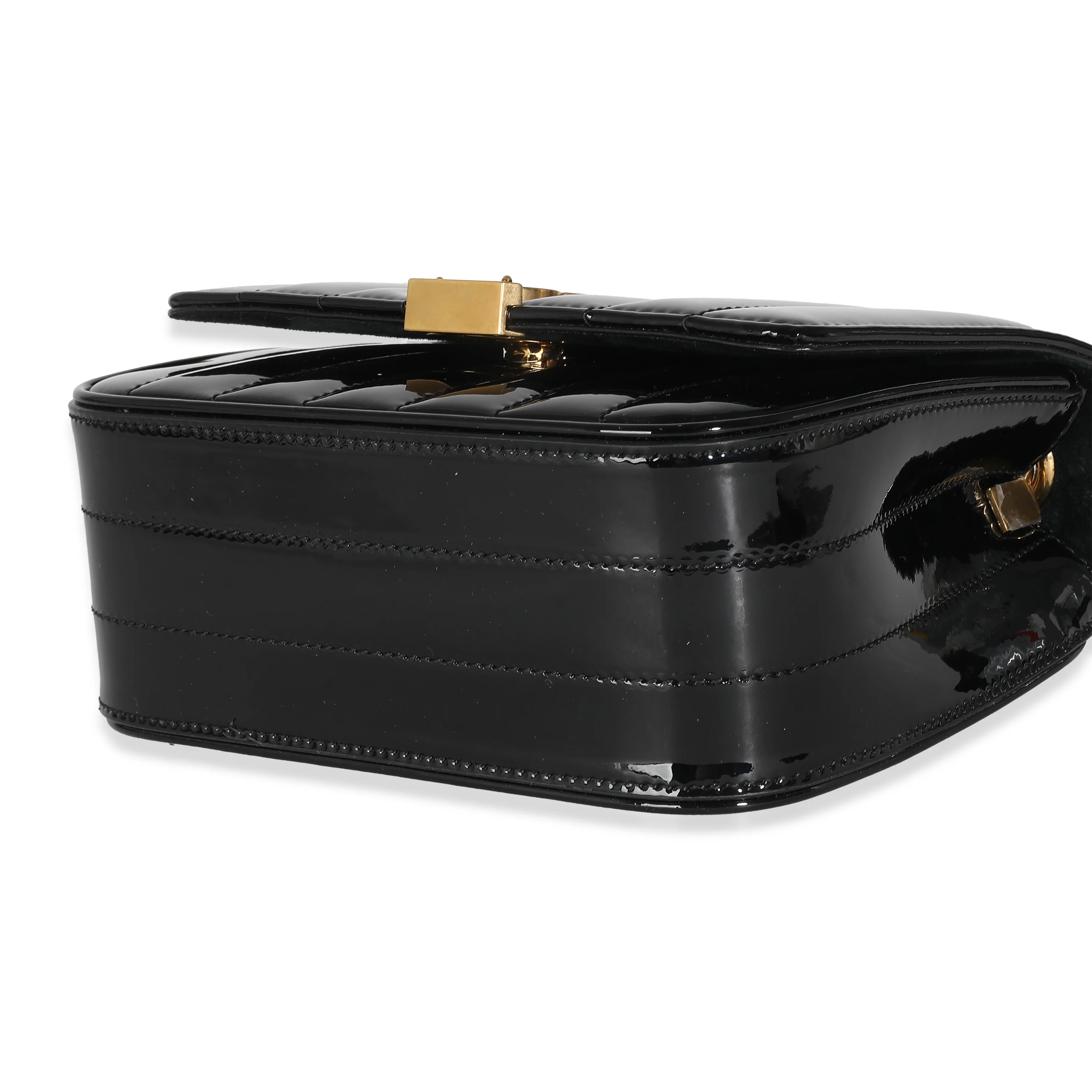 Black Patent Small Vicky Chain Bag - Image 7