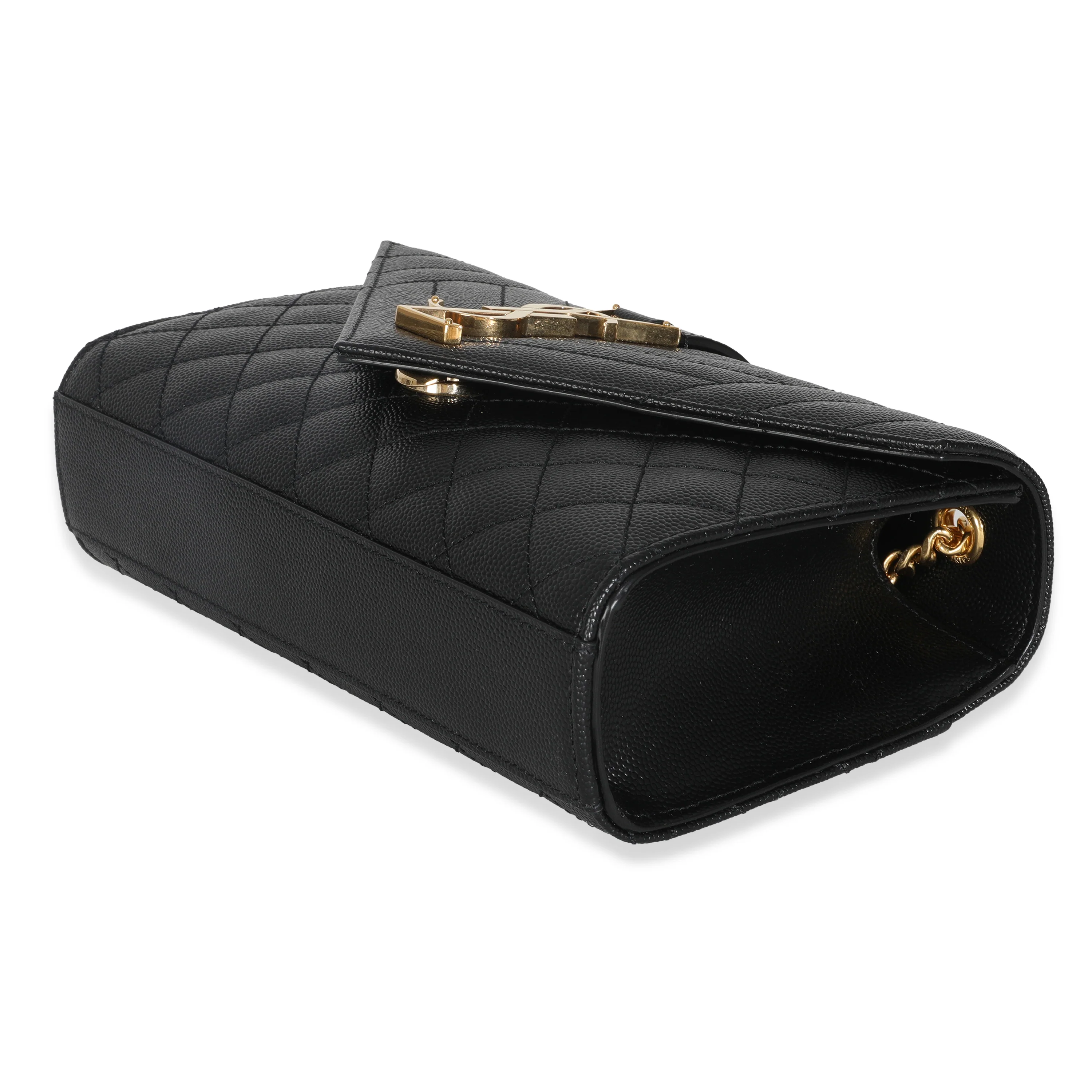 Black Grain De Poudre Mixed Triquilt Small Monogram Envelope Flap - Image 6