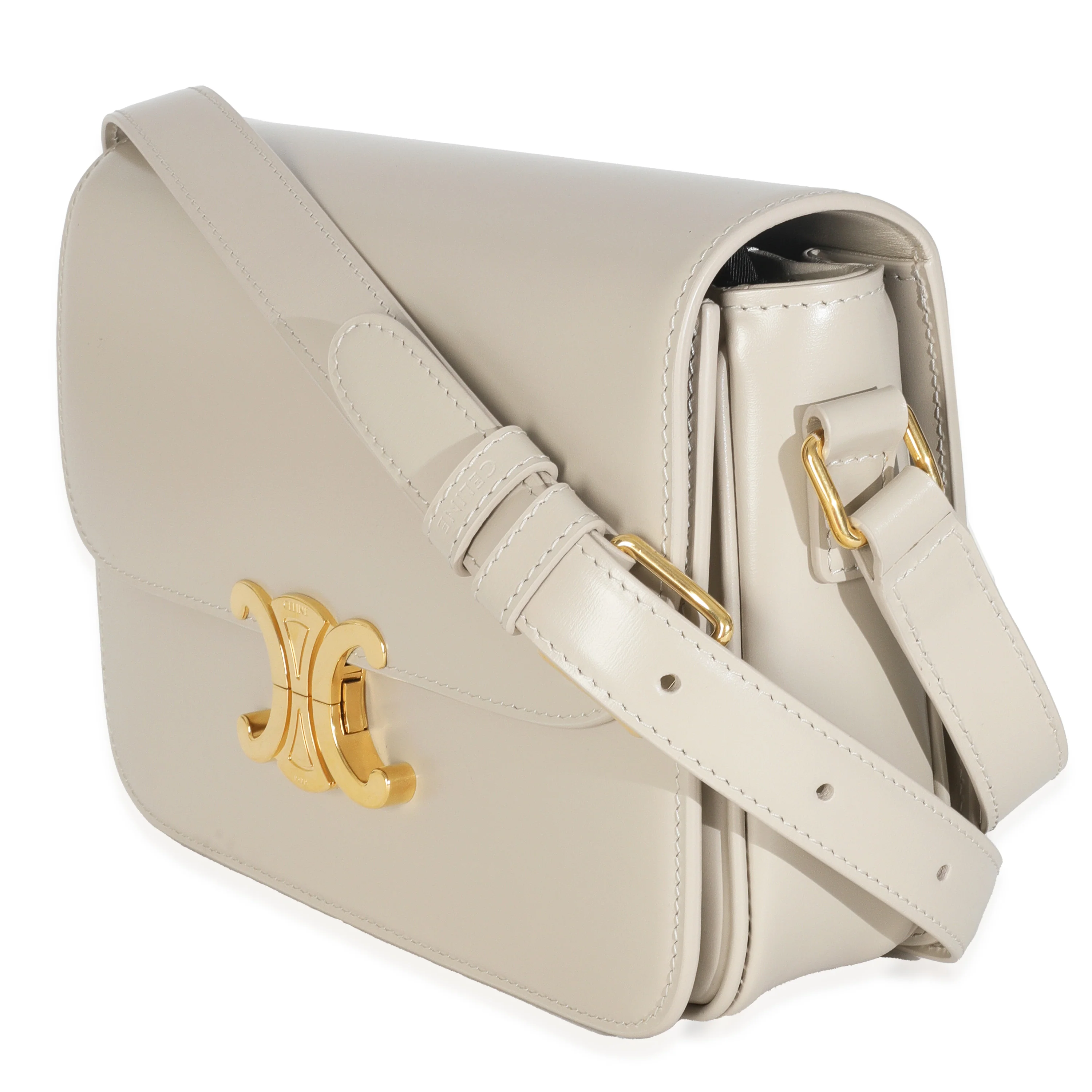 Chalk Shiny Calfskin Classique Triomphe Bag - Image 2