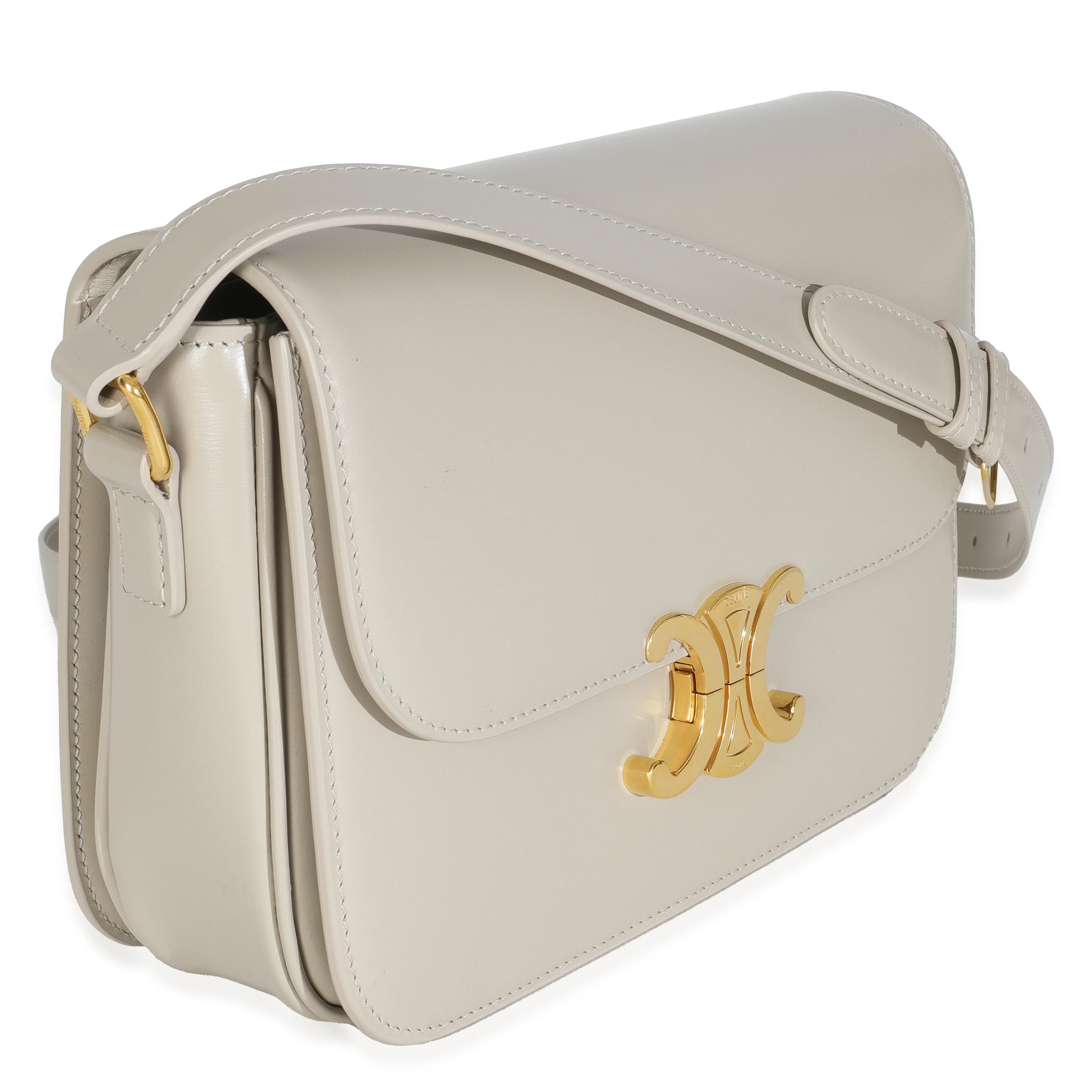 Chalk Shiny Calfskin Classique Triomphe Bag - Image 3