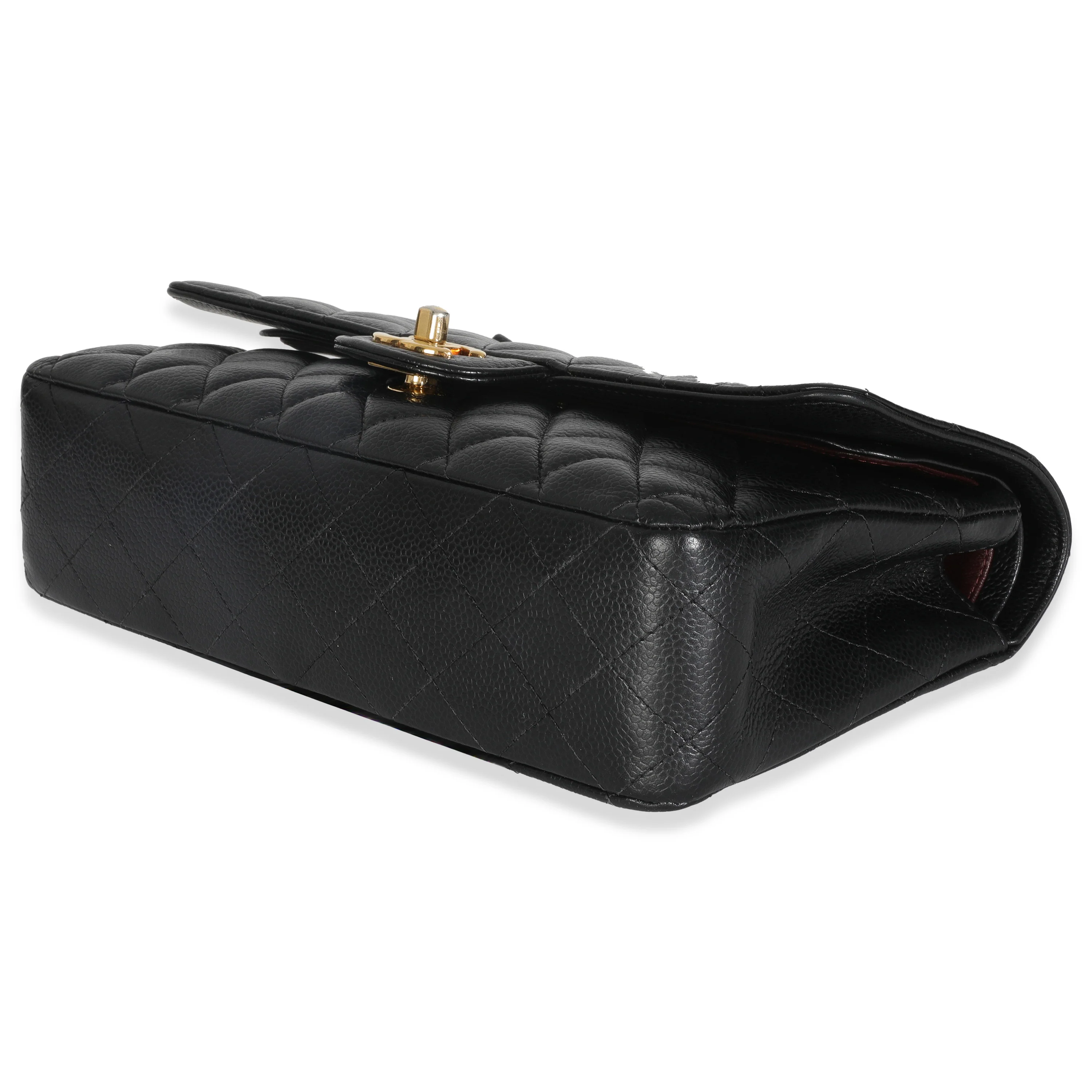 Black Quilted Caviar Medium Classic Double Flap HandBag - Image 7