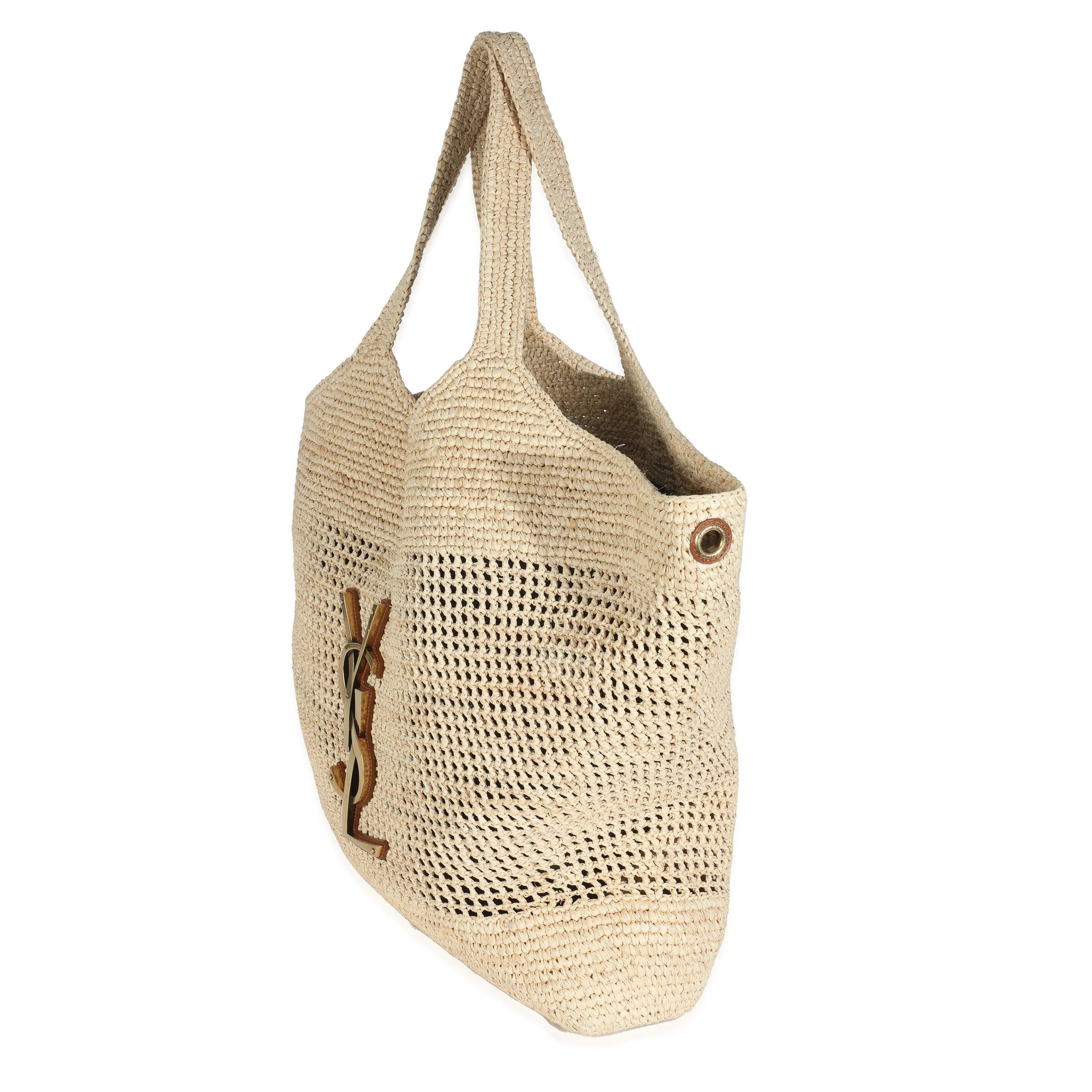 Beige Natural Raffia Icare Maxi Shopping Tote - Image 2