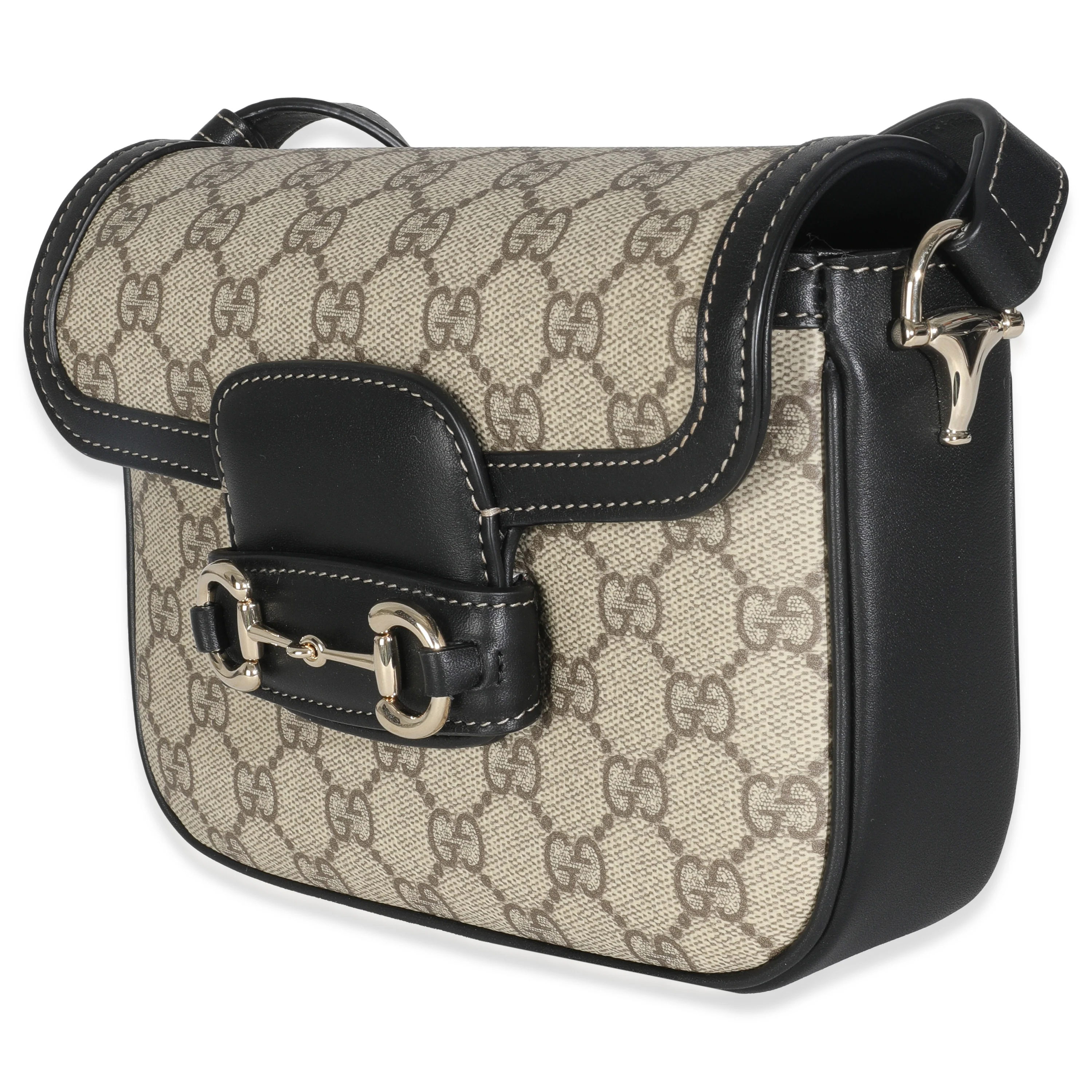 Black Beige GG Supreme Monogram Mini Horsebit 1955 Shoulder Bag - Image 2