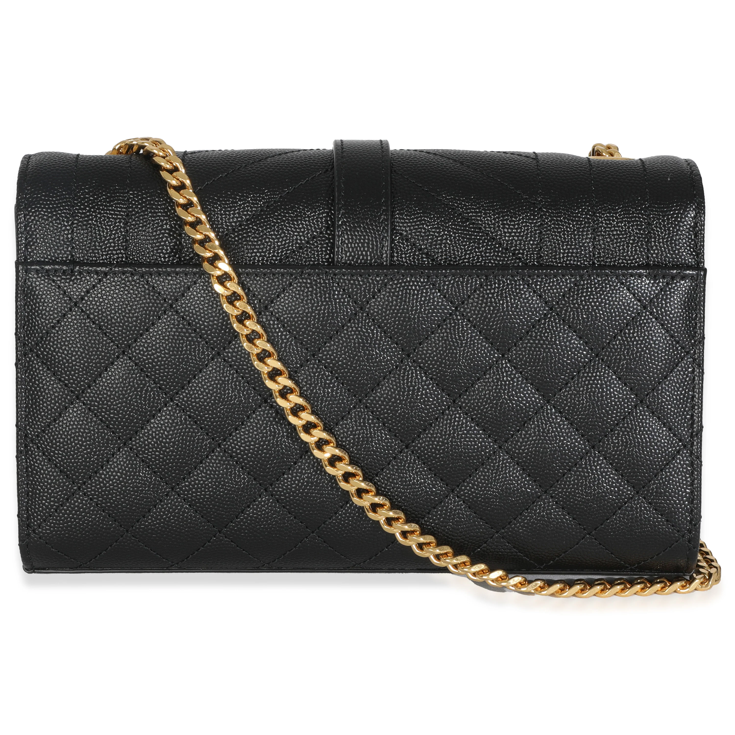 Black Grain De Poudre Mixed Triquilt Small Monogram Envelope Flap - Image 3