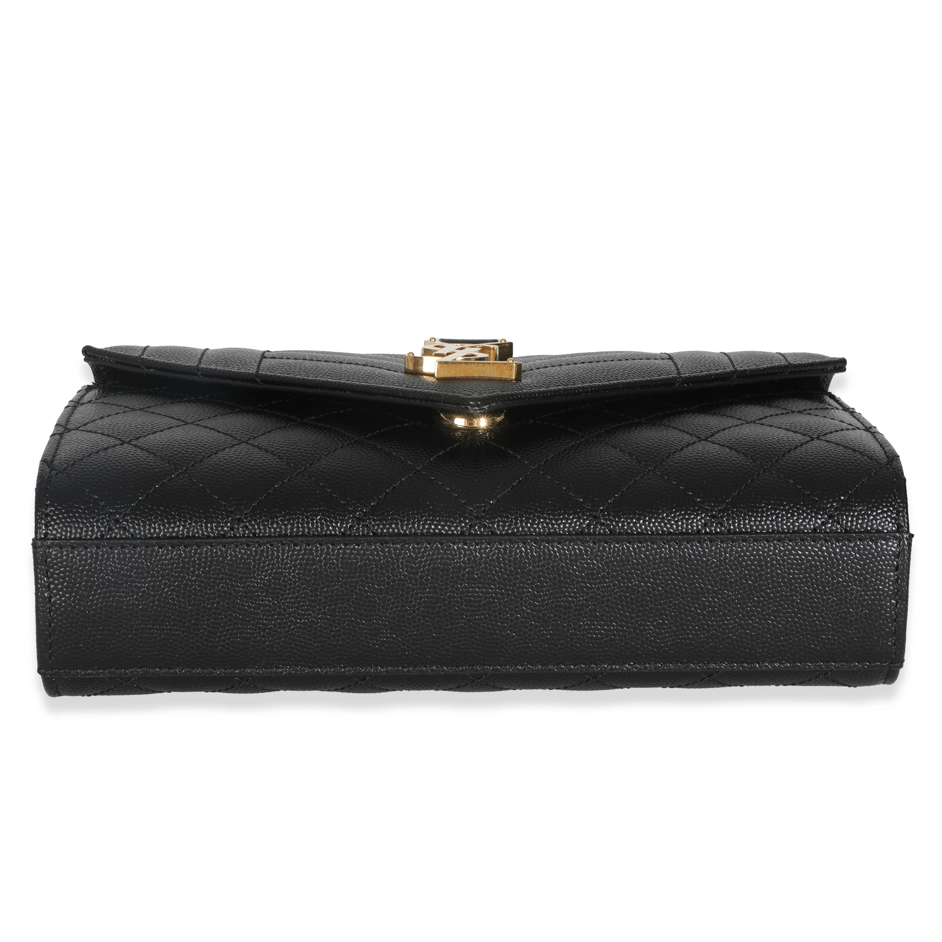 Black Grain De Poudre Mixed Triquilt Small Monogram Envelope Flap - Image 4