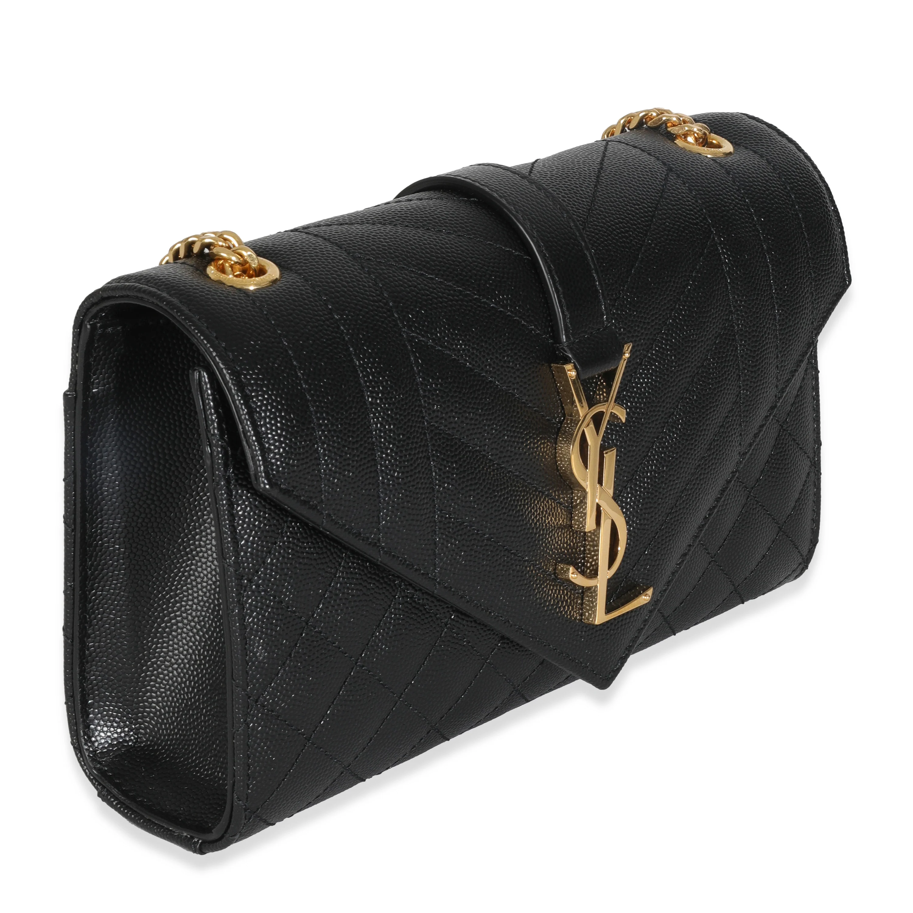 Black Grain De Poudre Mixed Triquilt Small Monogram Envelope Flap - Image 5