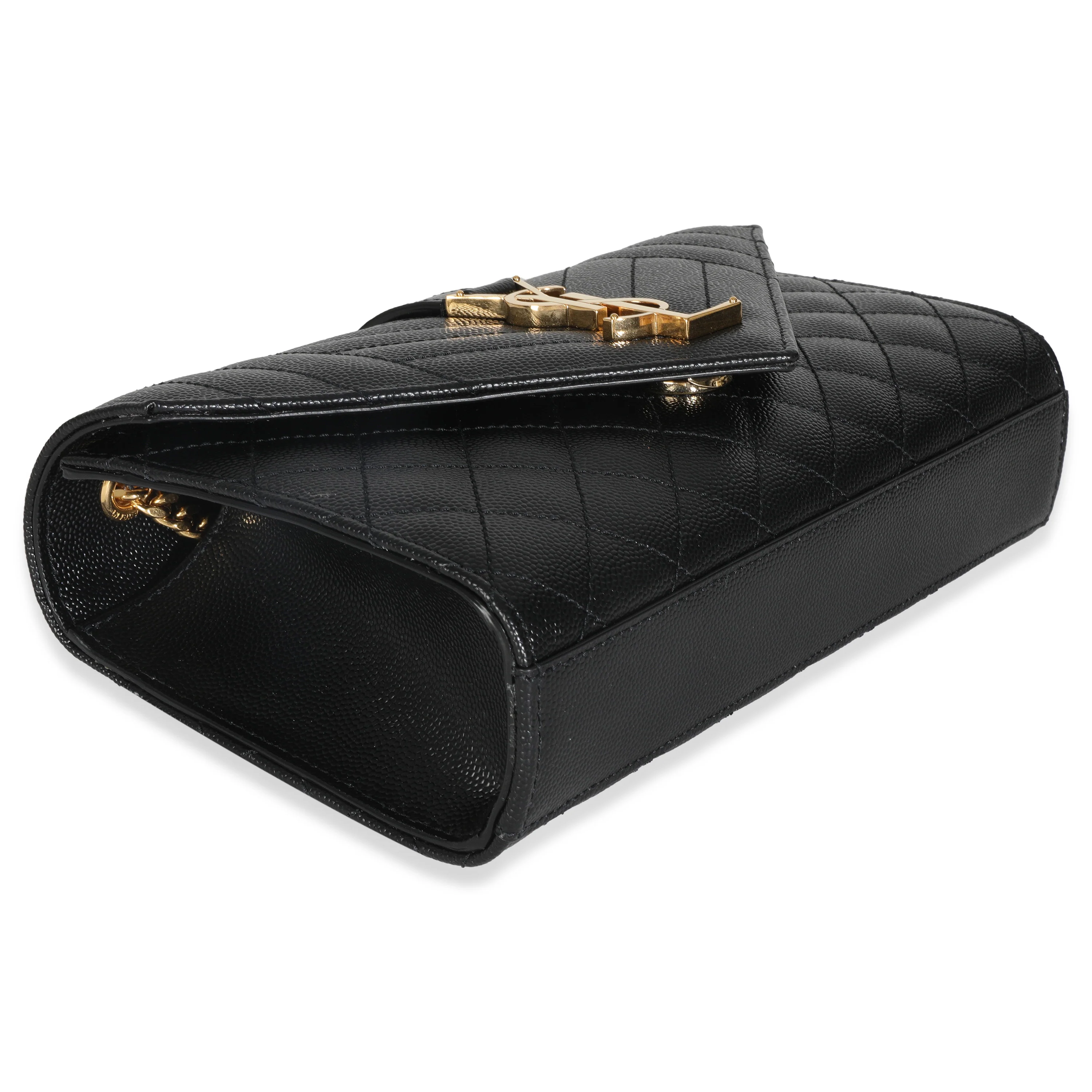 Black Grain De Poudre Mixed Triquilt Small Monogram Envelope Flap - Image 6